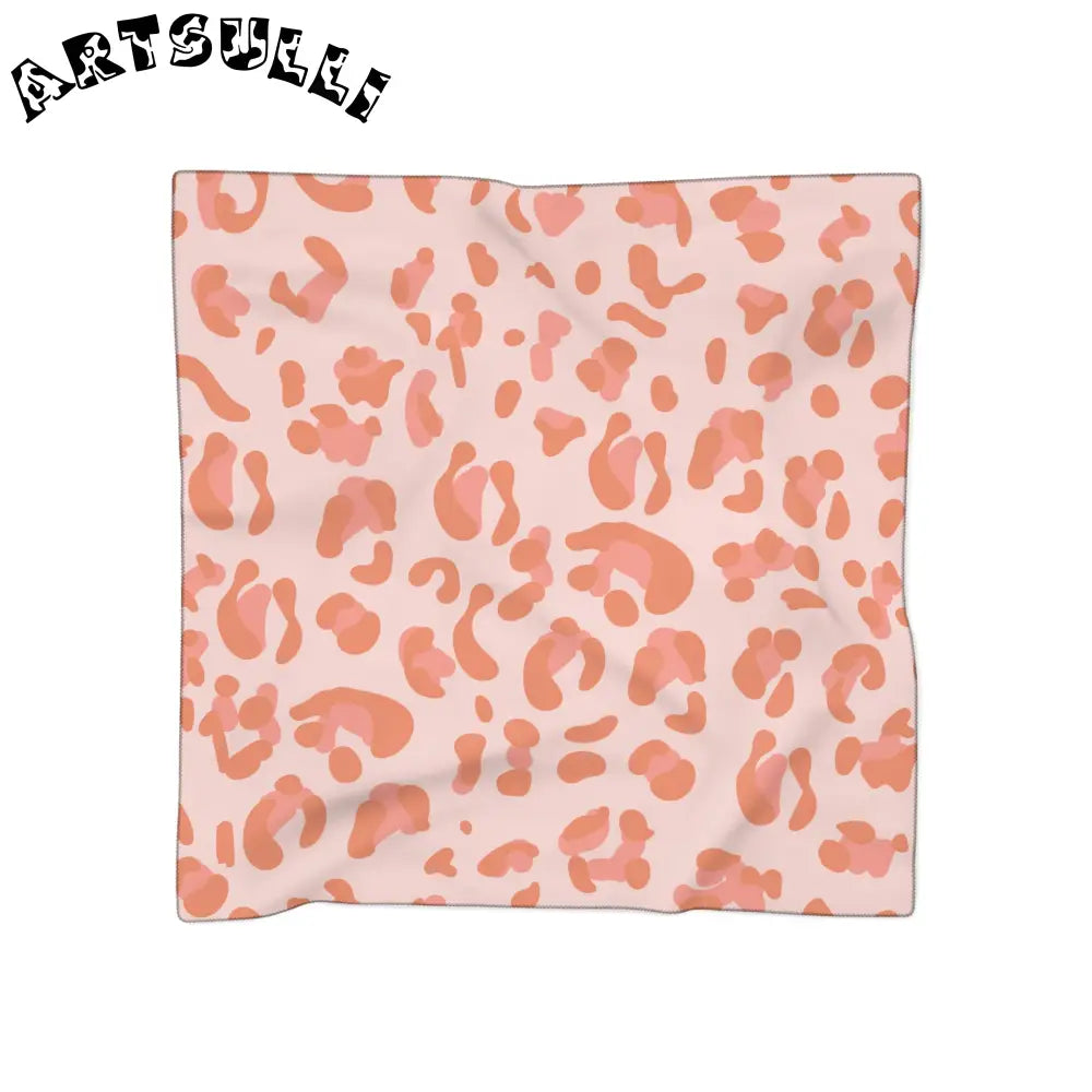 Pink and Peach Leopard Print Scarf, Artsulli - Art is Long, Life is Short, Accessories, Color, Poly chiffon, Size, 25" × 25", , , 13771697967186395930