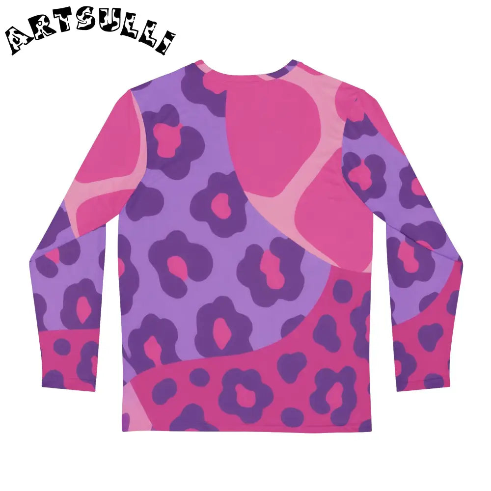 Pink and Purple Abstract Leopard Long-Sleeve Shirt, Artsulli - Art is Long, Life is Short, All Over Prints, , , , , , , 