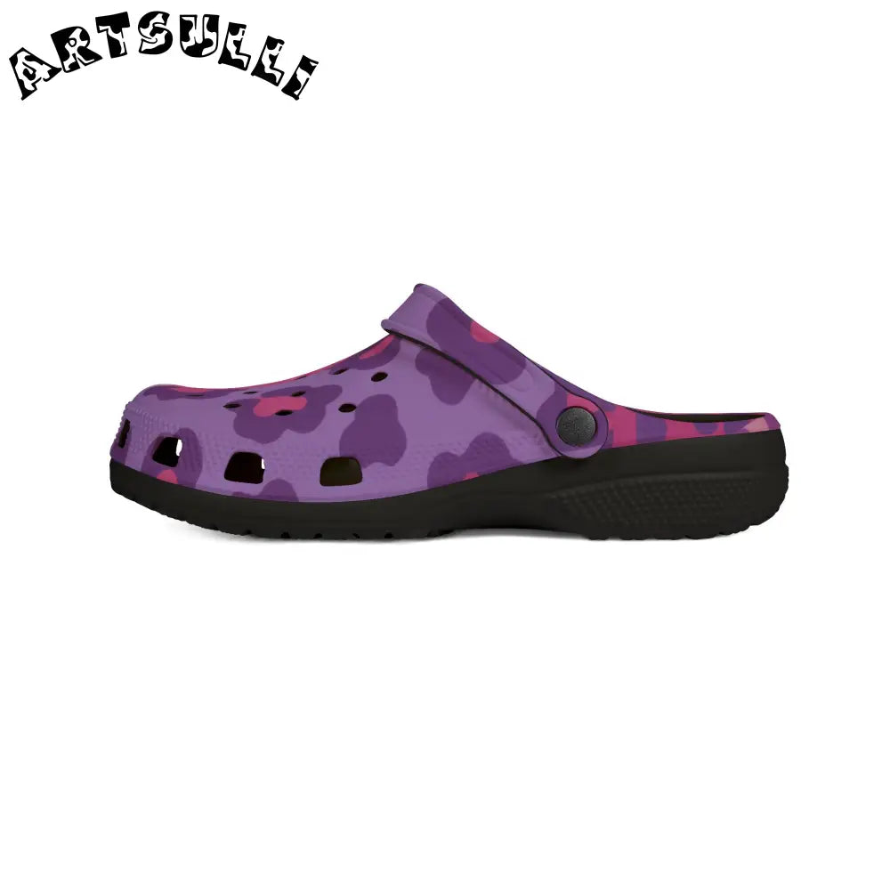 Pink and Purple Floral EVA Foam Clogs, Artsulli - Art is Long, Life is Short, Shoes, , , , , , , 