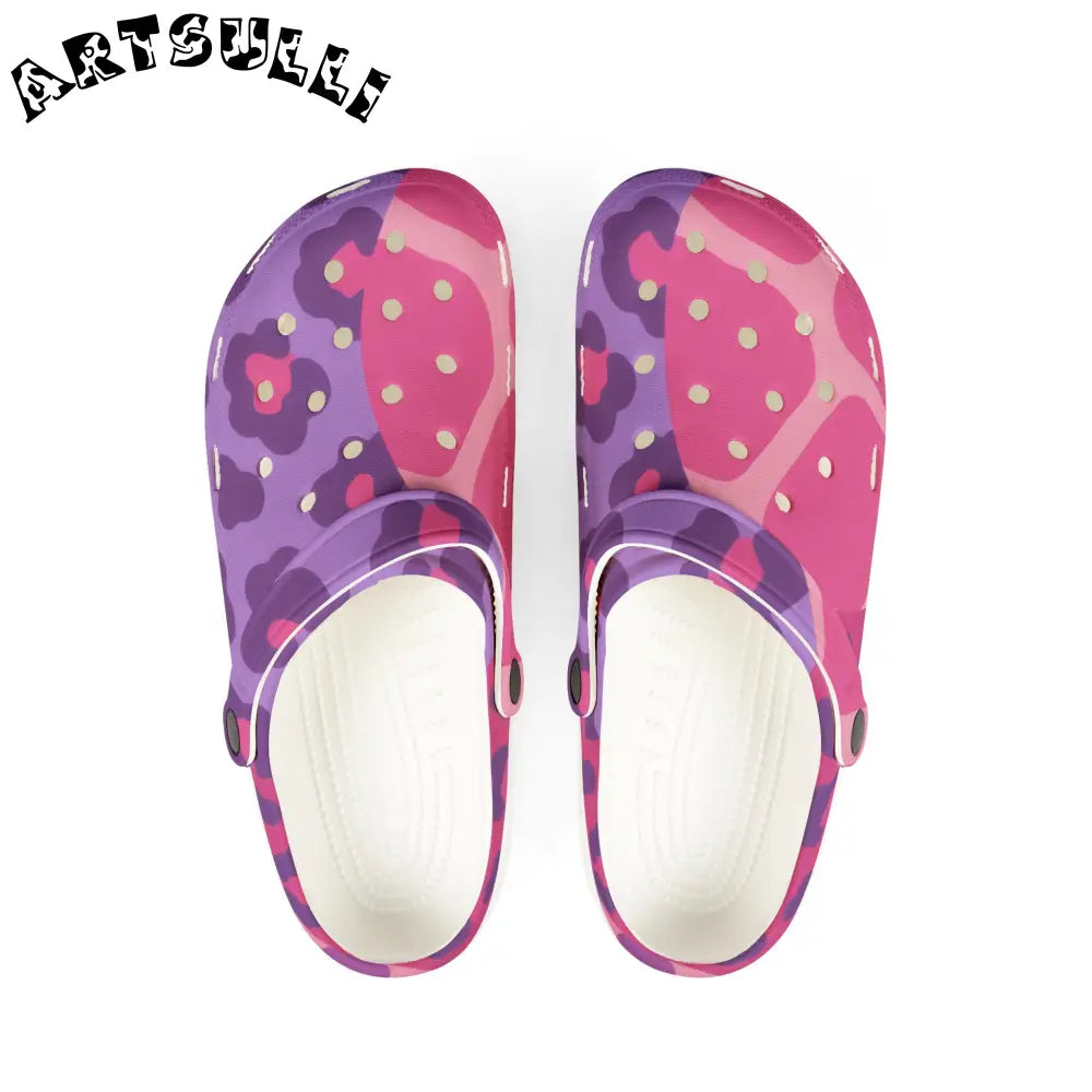 JAKKOUTTHEBXX Pink and Purple Floral EVA Foam Clogs 2025