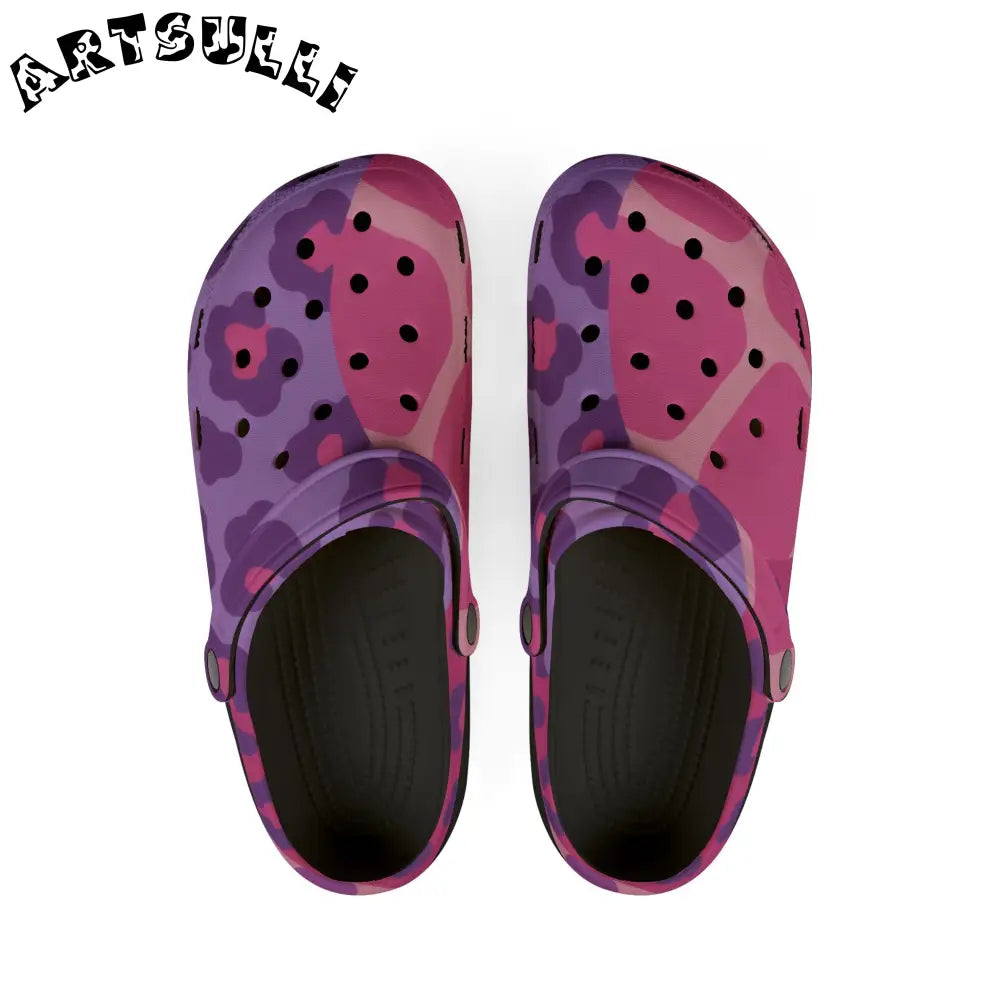 JAKKOUTTHEBXX Pink and Purple Floral EVA Foam Clogs 2025