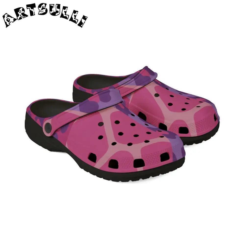 Pink and Purple Floral EVA Foam Clogs, Artsulli - Art is Long, Life is Short, Shoes, , , , , , , 