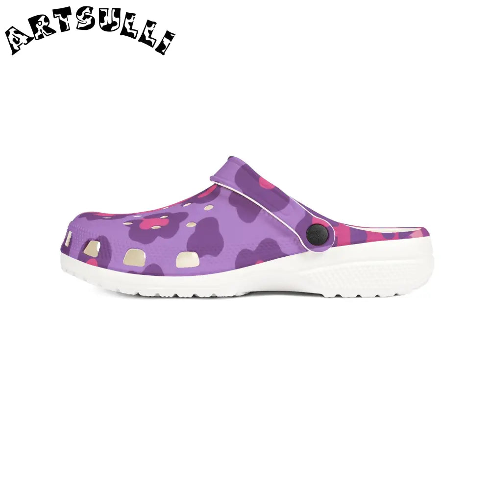 Pink and Purple Floral EVA Foam Clogs, Artsulli - Art is Long, Life is Short, Shoes, , , , , , , 