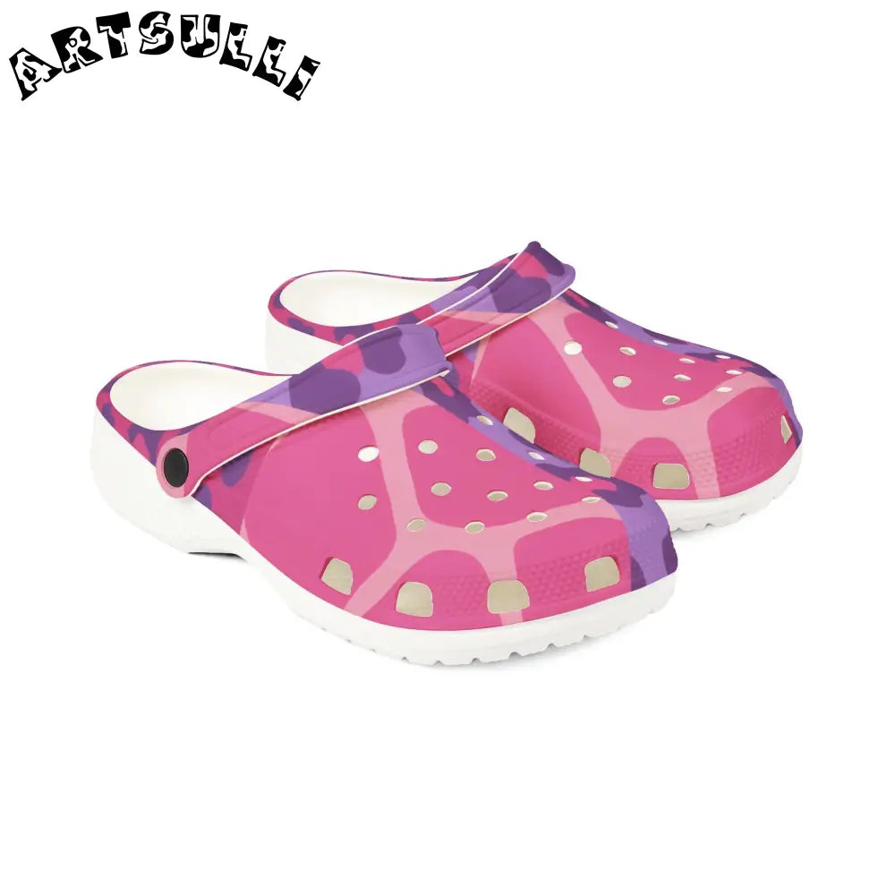 Pink and Purple Floral EVA Foam Clogs, Artsulli - Art is Long, Life is Short, Shoes, , , , , , , 