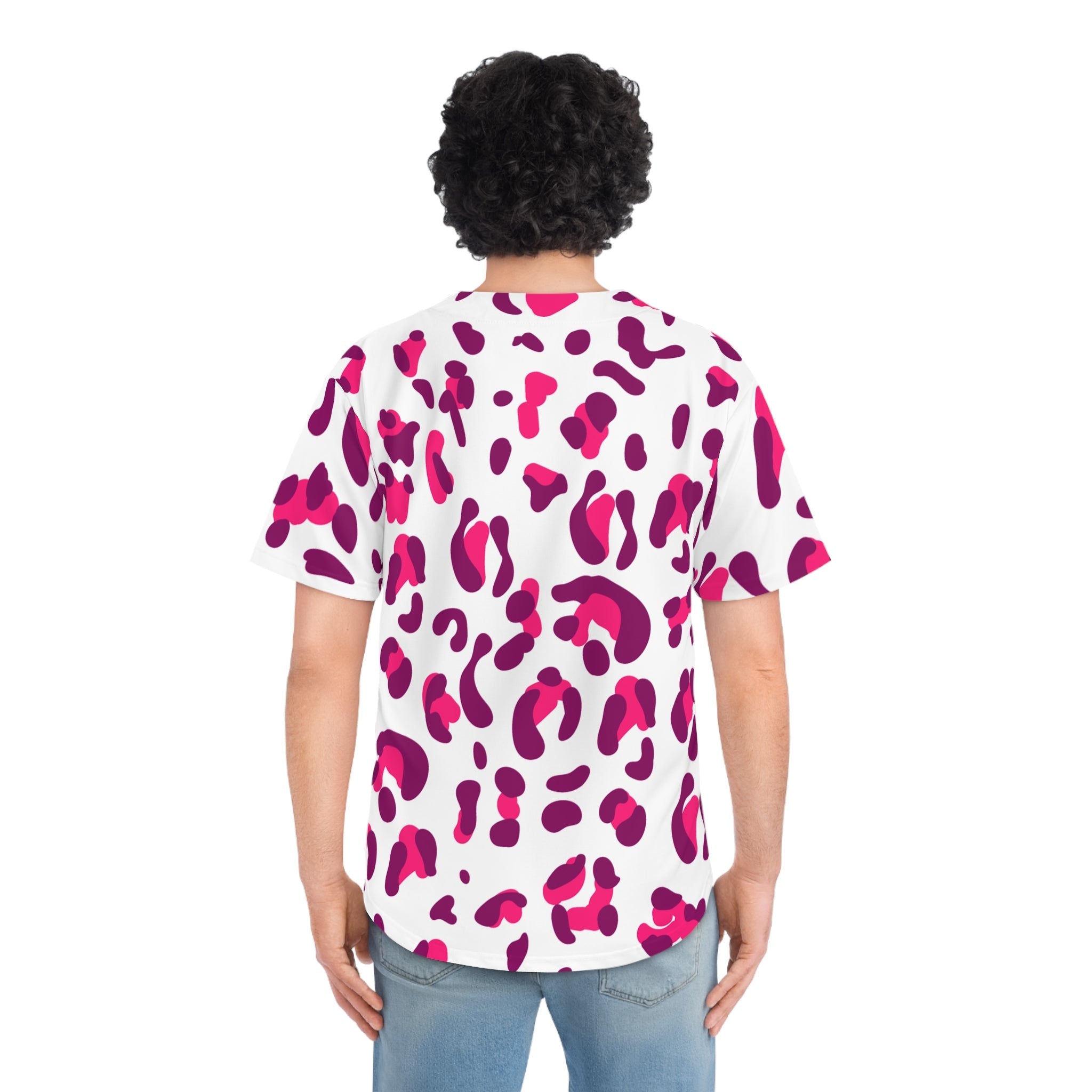 Pink and Purple Leopard Print Baseball Jersey, Artsulli - Art is Long, Life is Short, All Over Prints, , , , , , , 