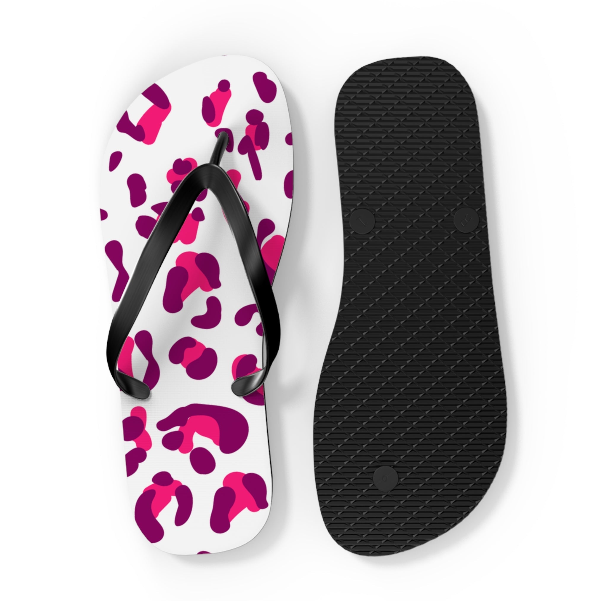 Pink and Purple Leopard Print Flip Flops, Artsulli - Art is Long, Life is Short, Shoes, , , , , , , 