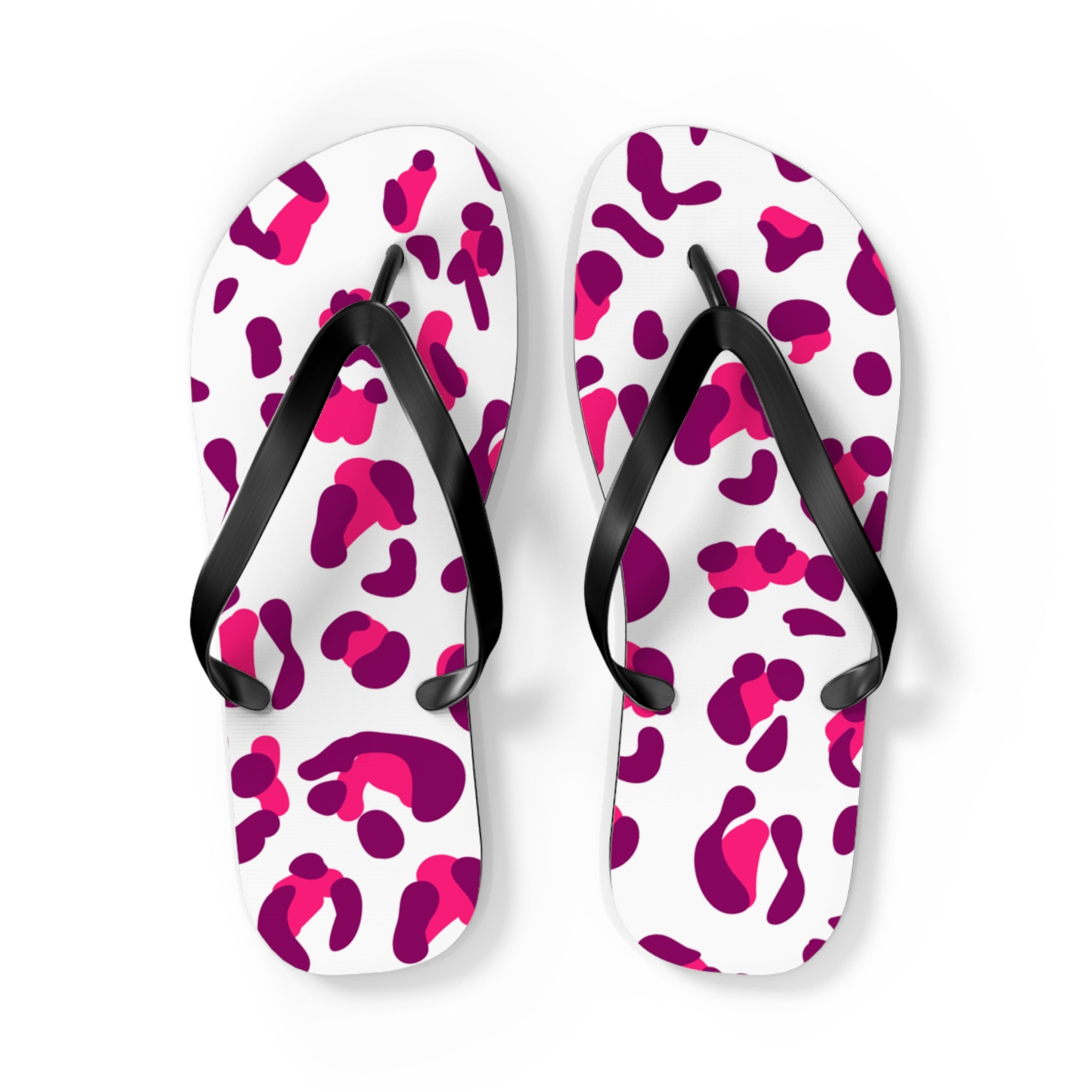 Pink and Purple Leopard Print Flip Flops, Artsulli - Art is Long, Life is Short, Shoes, Size, L, Color, Black sole, , , 61927210147842292296