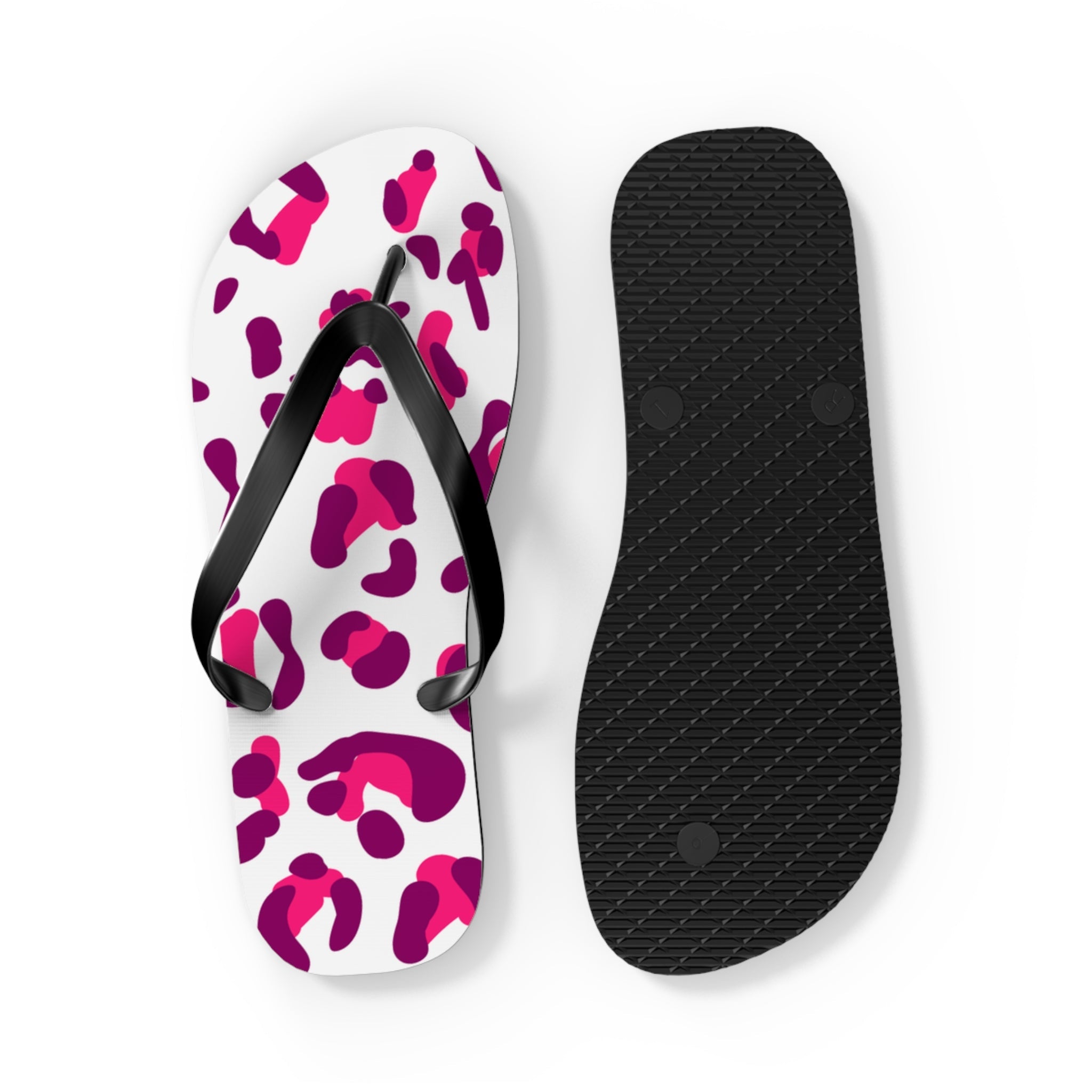 Pink and Purple Leopard Print Flip Flops, Artsulli - Art is Long, Life is Short, Shoes, , , , , , , 