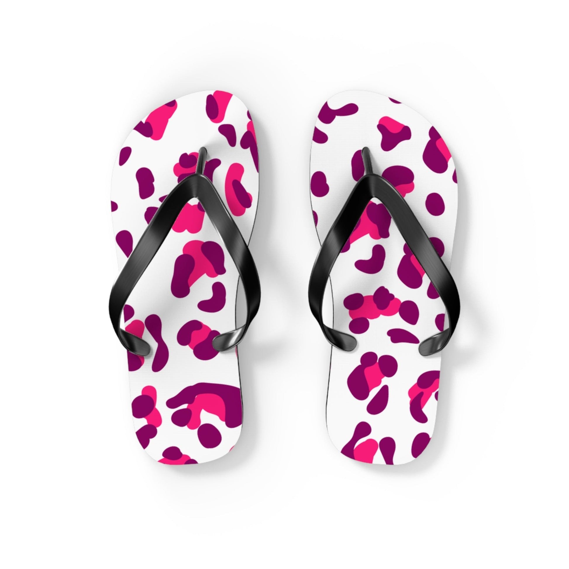 Pink and Purple Leopard Print Flip Flops, Artsulli - Art is Long, Life is Short, Shoes, Size, S, Color, Black sole, , , 12077843832317415229