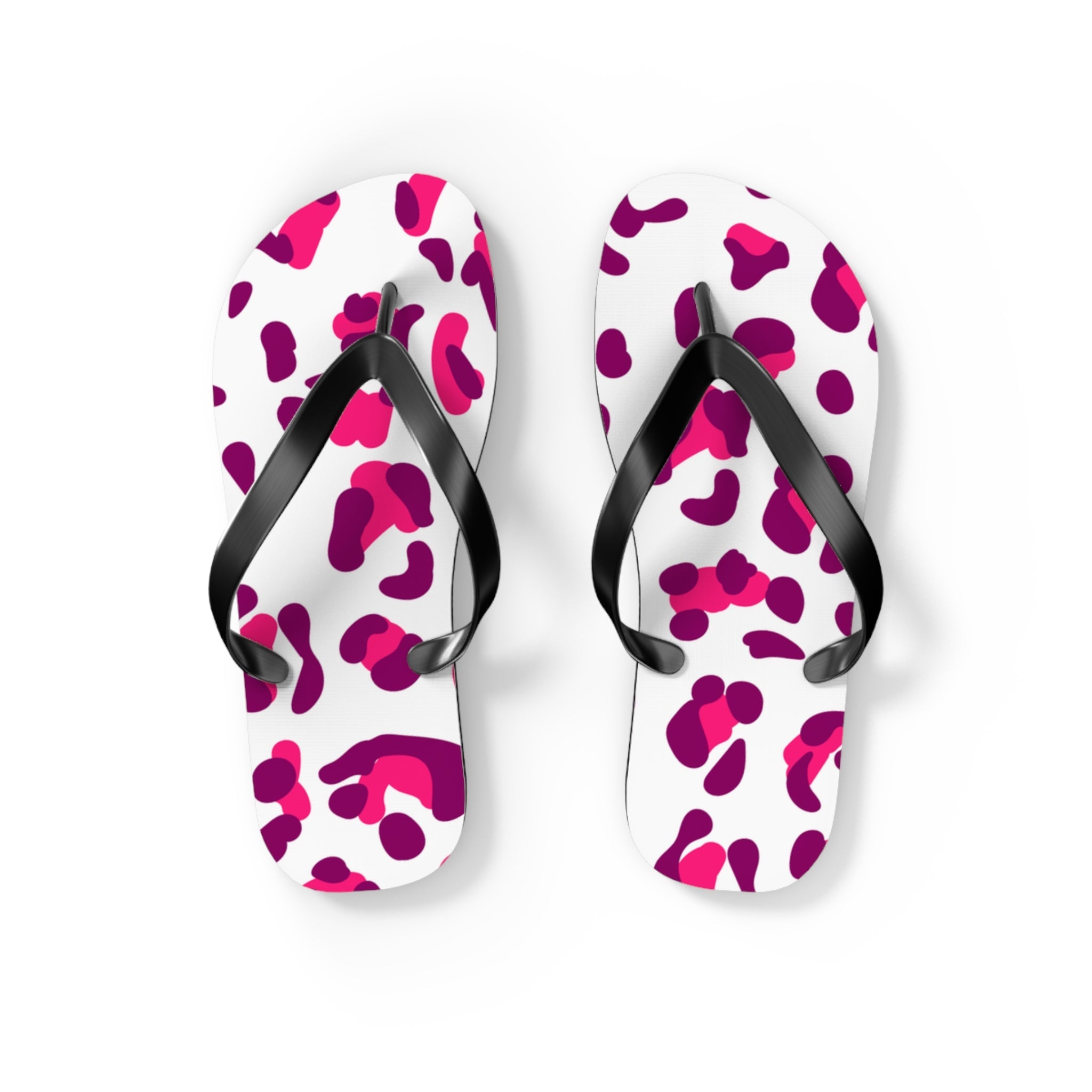 Pink and Purple Leopard Print Flip Flops, Artsulli - Art is Long, Life is Short, Shoes, Size, S, Color, Black sole, , , 12077843832317415229