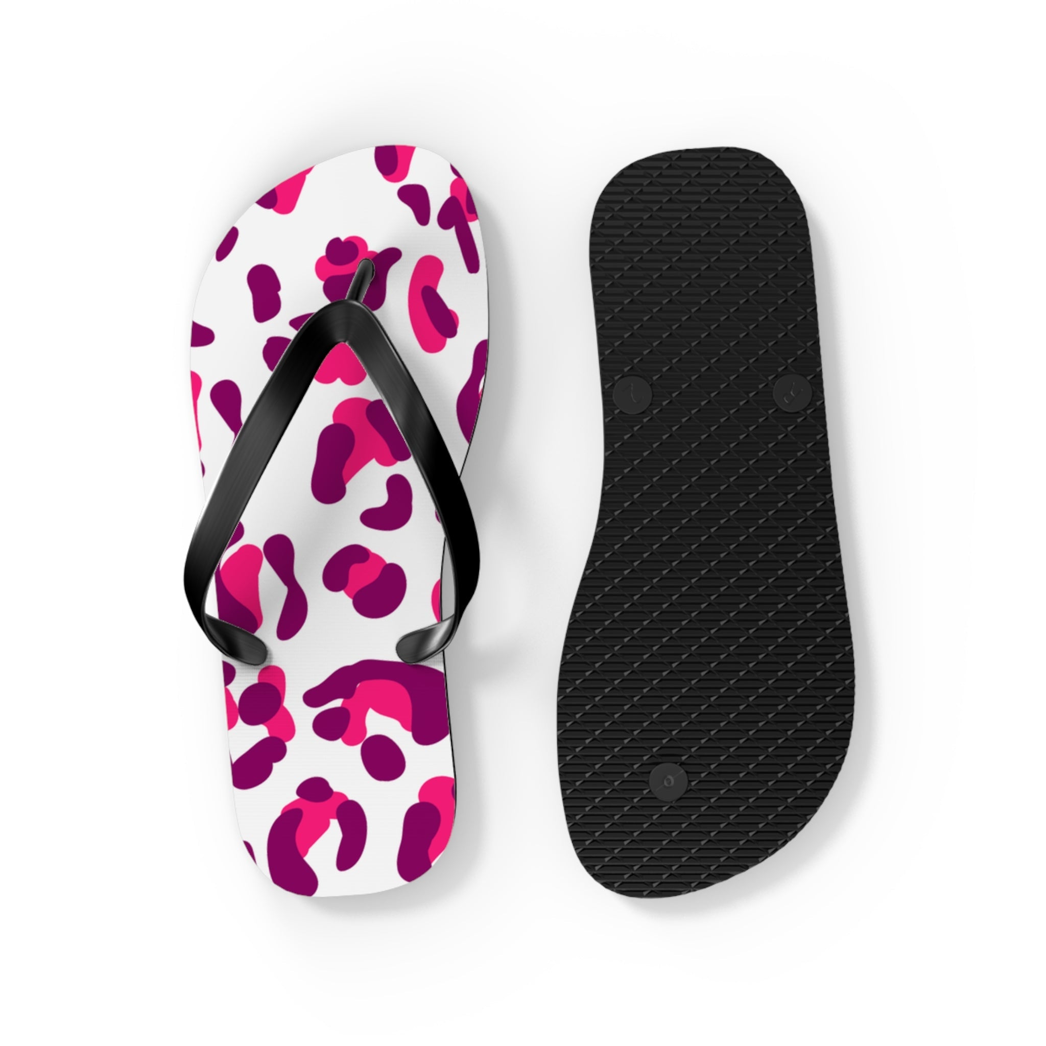 Pink and Purple Leopard Print Flip Flops, Artsulli - Art is Long, Life is Short, Shoes, , , , , , , 