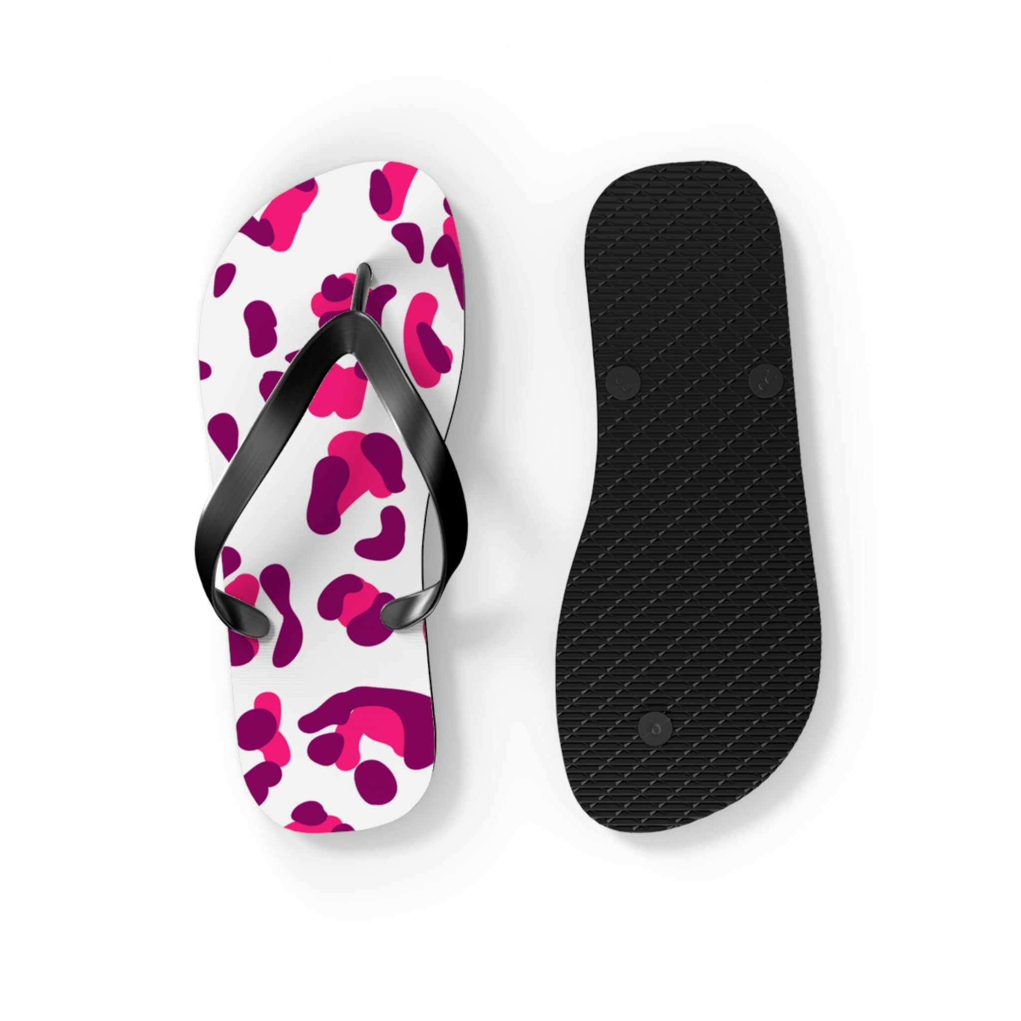 Pink and Purple Leopard Print Flip Flops, Artsulli - Art is Long, Life is Short, Shoes, , , , , , , 
