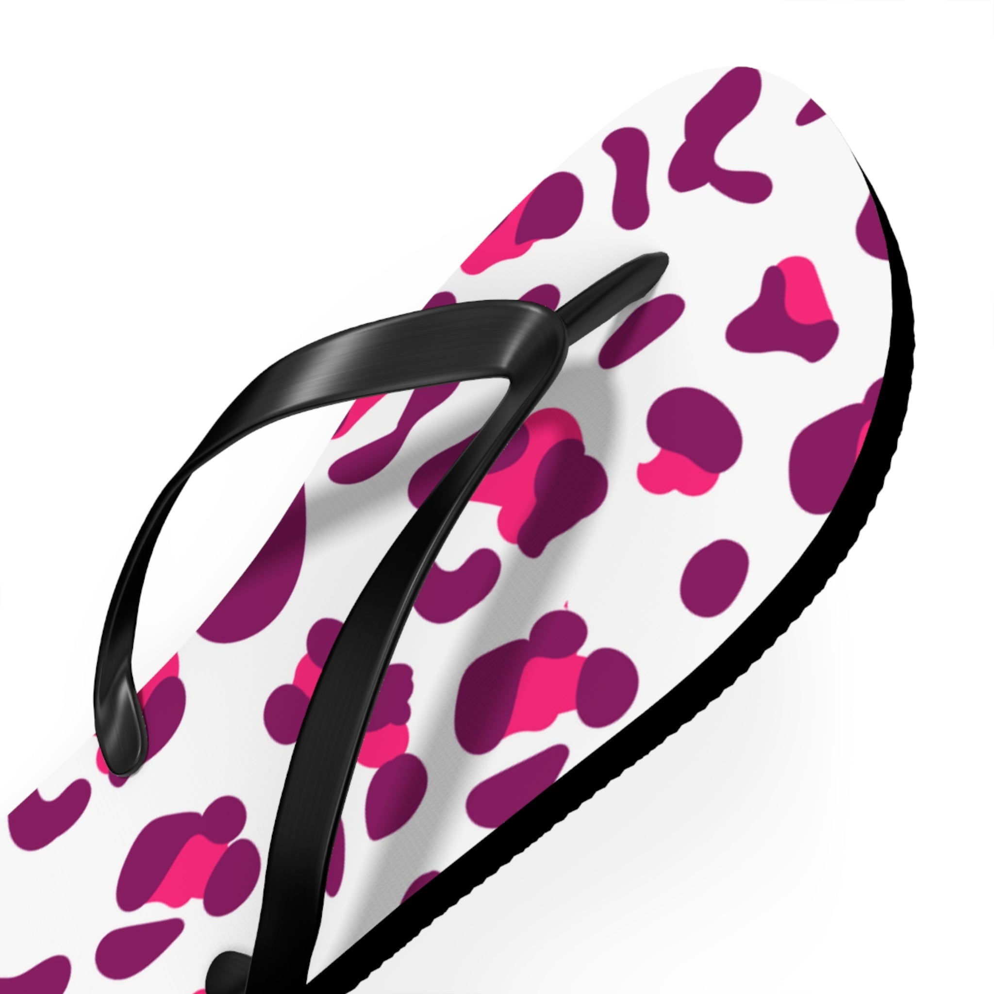 Pink and Purple Leopard Print Flip Flops, Artsulli - Art is Long, Life is Short, Shoes, , , , , , , 