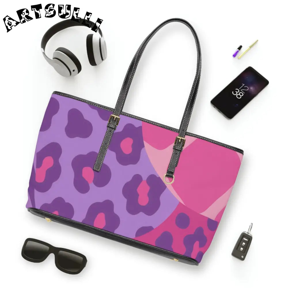 Pink and Purple Leopard Print Shoulder Bag, Artsulli - Art is Long, Life is Short, Bags, , , , , , , 