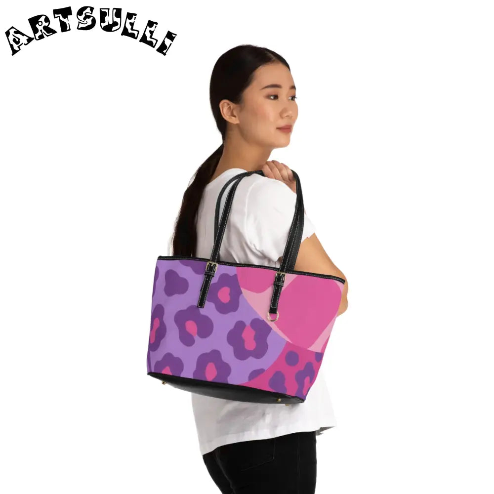 Pink and Purple Leopard Print Shoulder Bag, Artsulli - Art is Long, Life is Short, Bags, , , , , , , 