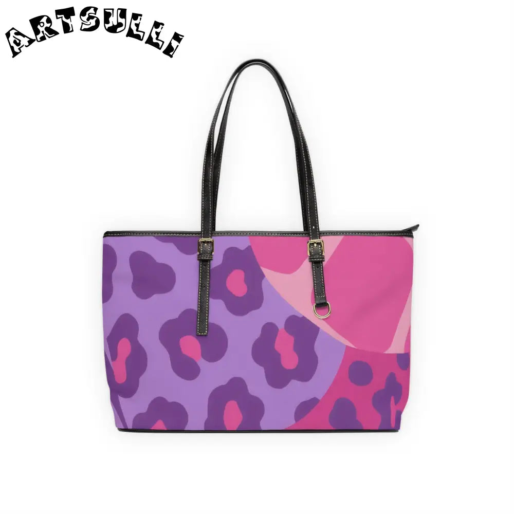 Pink and Purple Leopard Print Shoulder Bag, Artsulli - Art is Long, Life is Short, Bags, Size, 17" x 11", Color, Black, , , 12863899687565497463