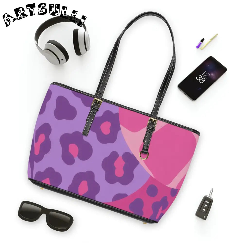 Pink and Purple Leopard Print Shoulder Bag, Artsulli - Art is Long, Life is Short, Bags, , , , , , , 