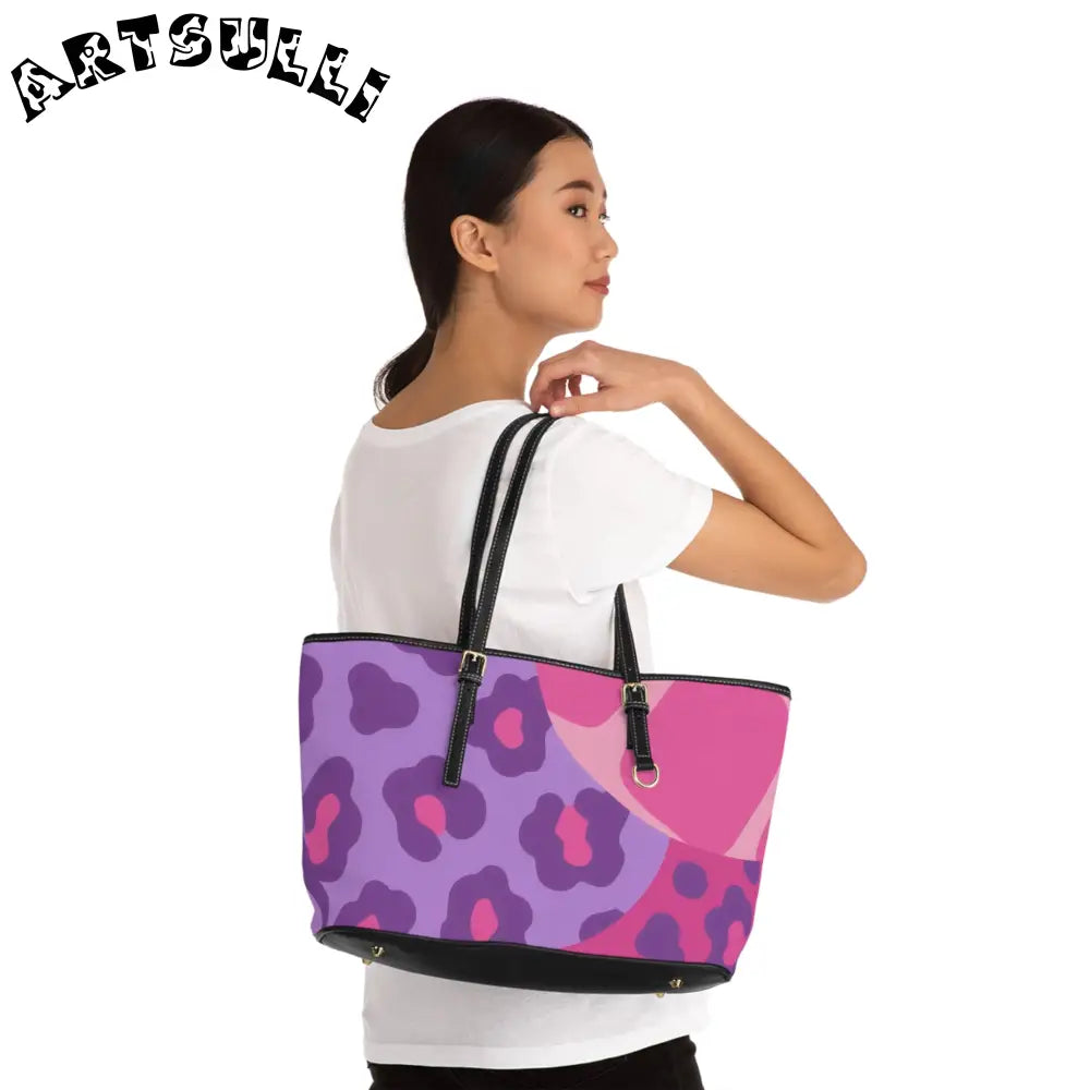 Pink and Purple Leopard Print Shoulder Bag, Artsulli - Art is Long, Life is Short, Bags, , , , , , , 