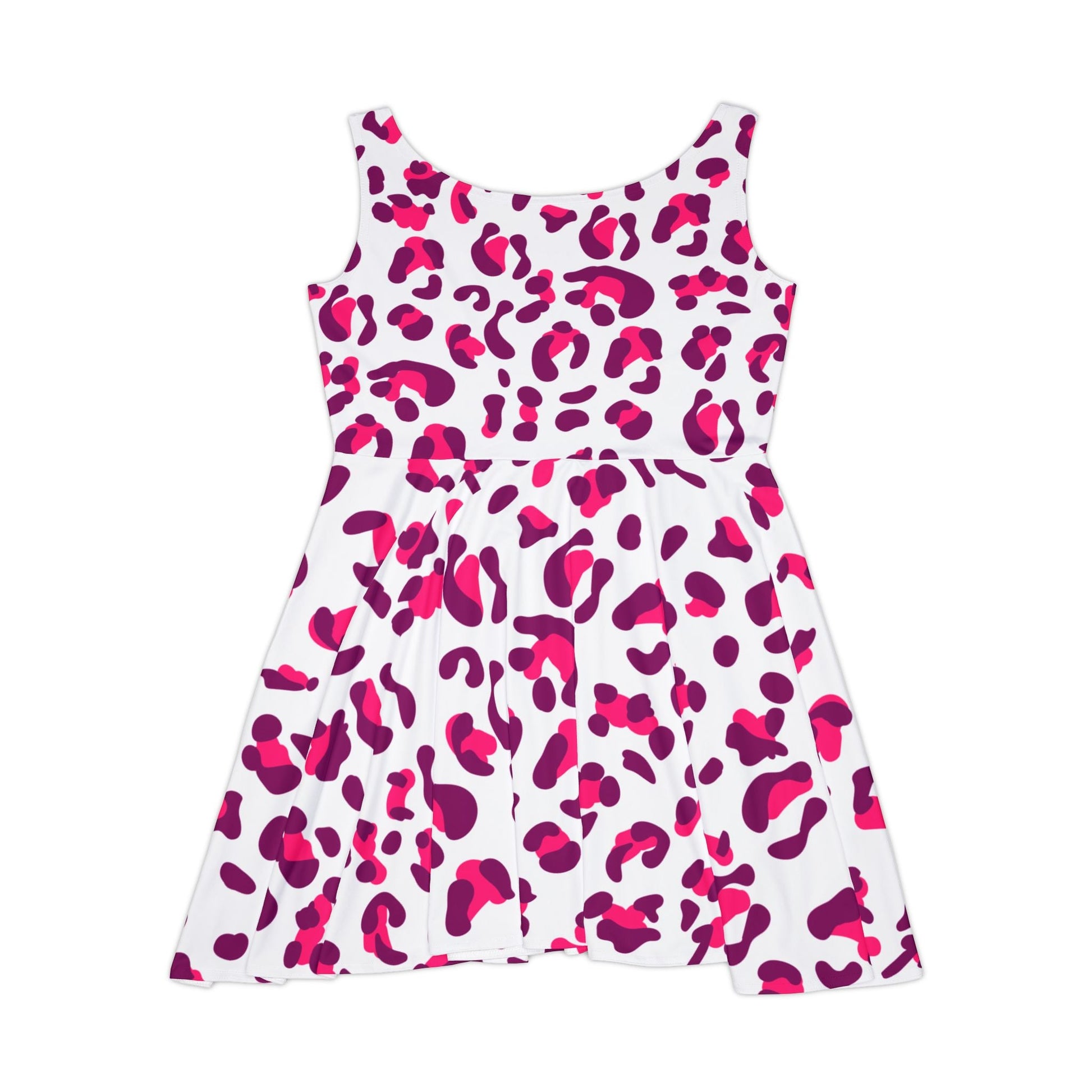 Pink and Purple Leopard Print Skater Dress, Artsulli - Art is Long, Life is Short, All Over Prints, , , , , , , 