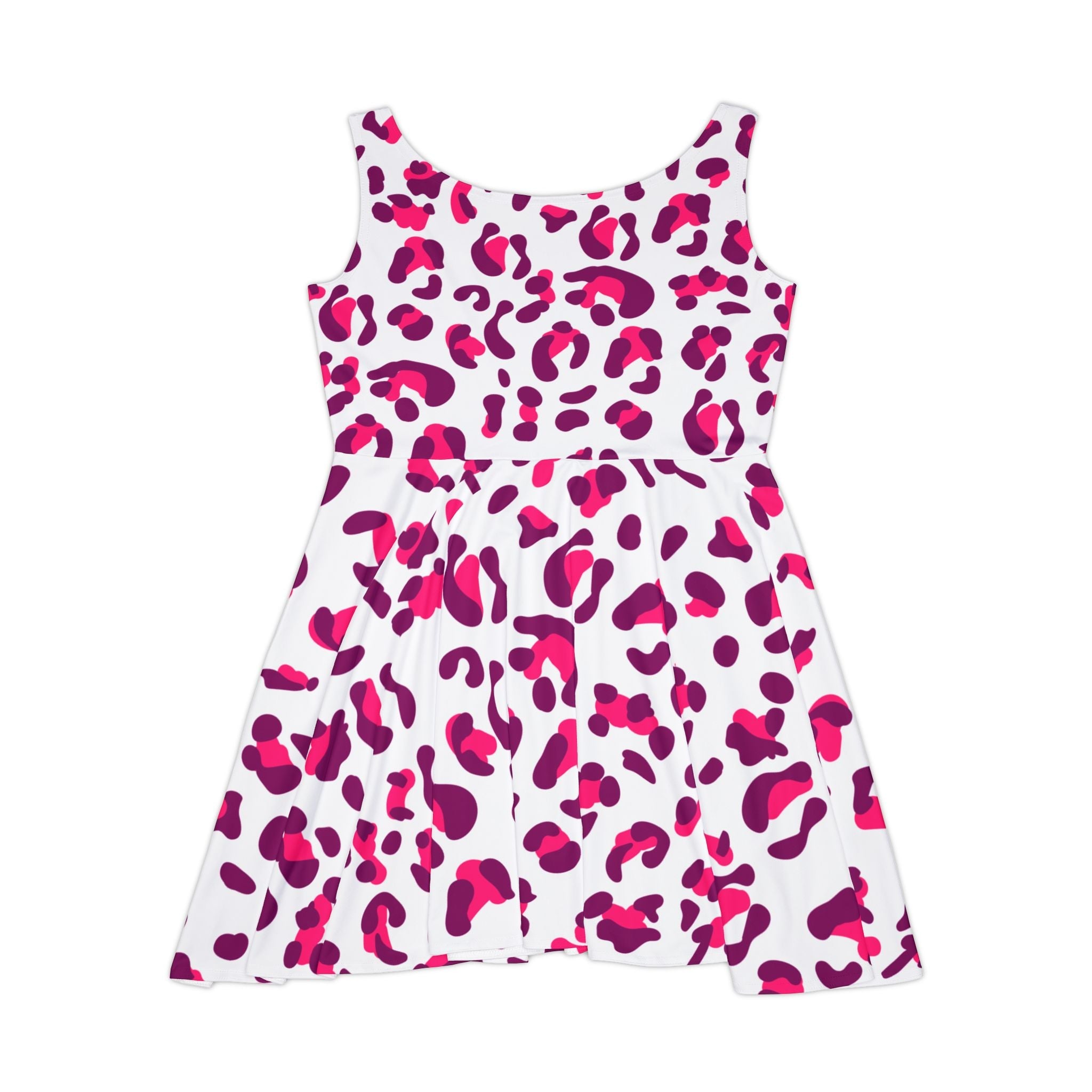 Pink and Purple Leopard Print Skater Dress, Artsulli - Art is Long, Life is Short, All Over Prints, , , , , , , 