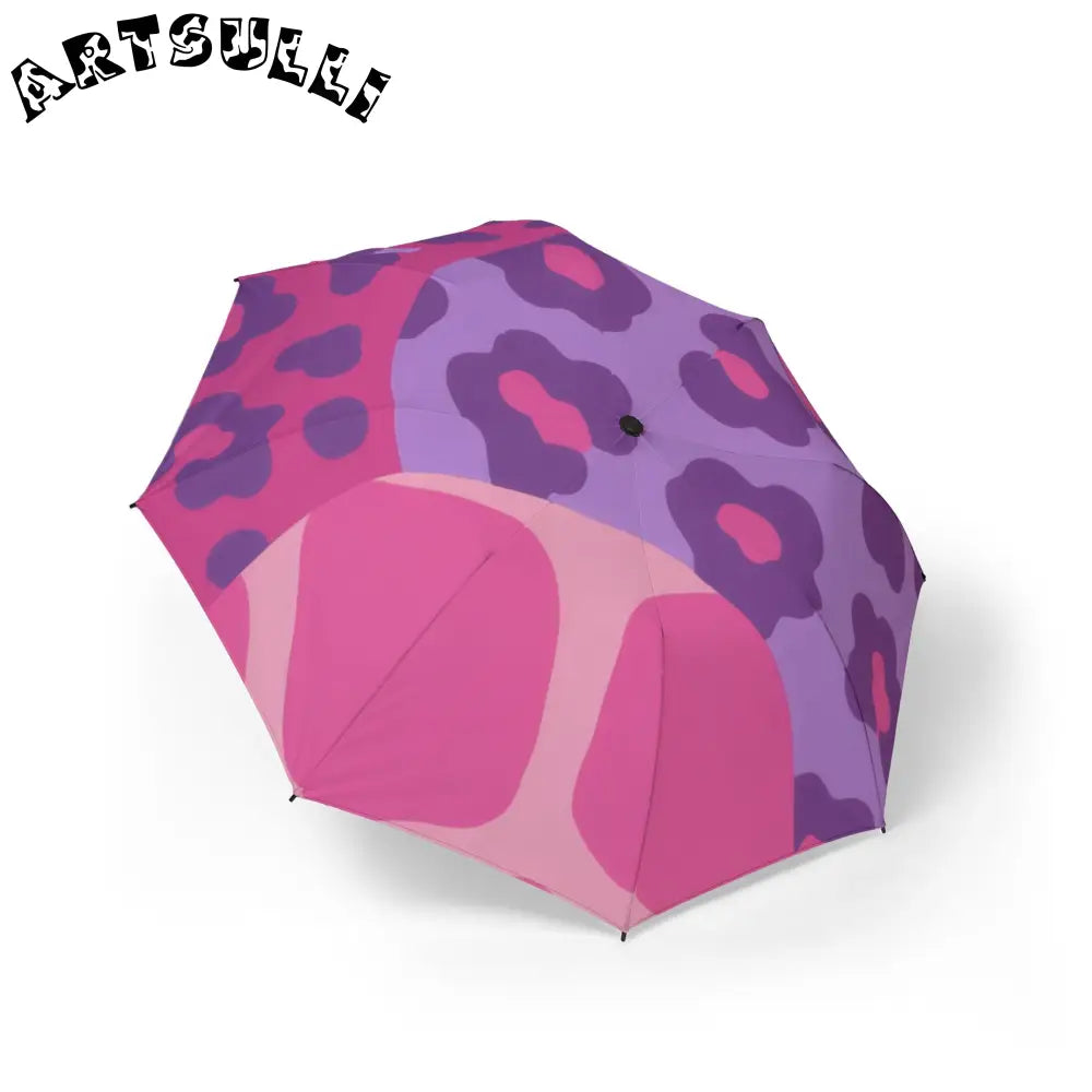 Pink and Purple Leopard Print Umbrella, Artsulli - Art is Long, Life is Short, Accessories, Size, One size, , , , , 12288778781605428612