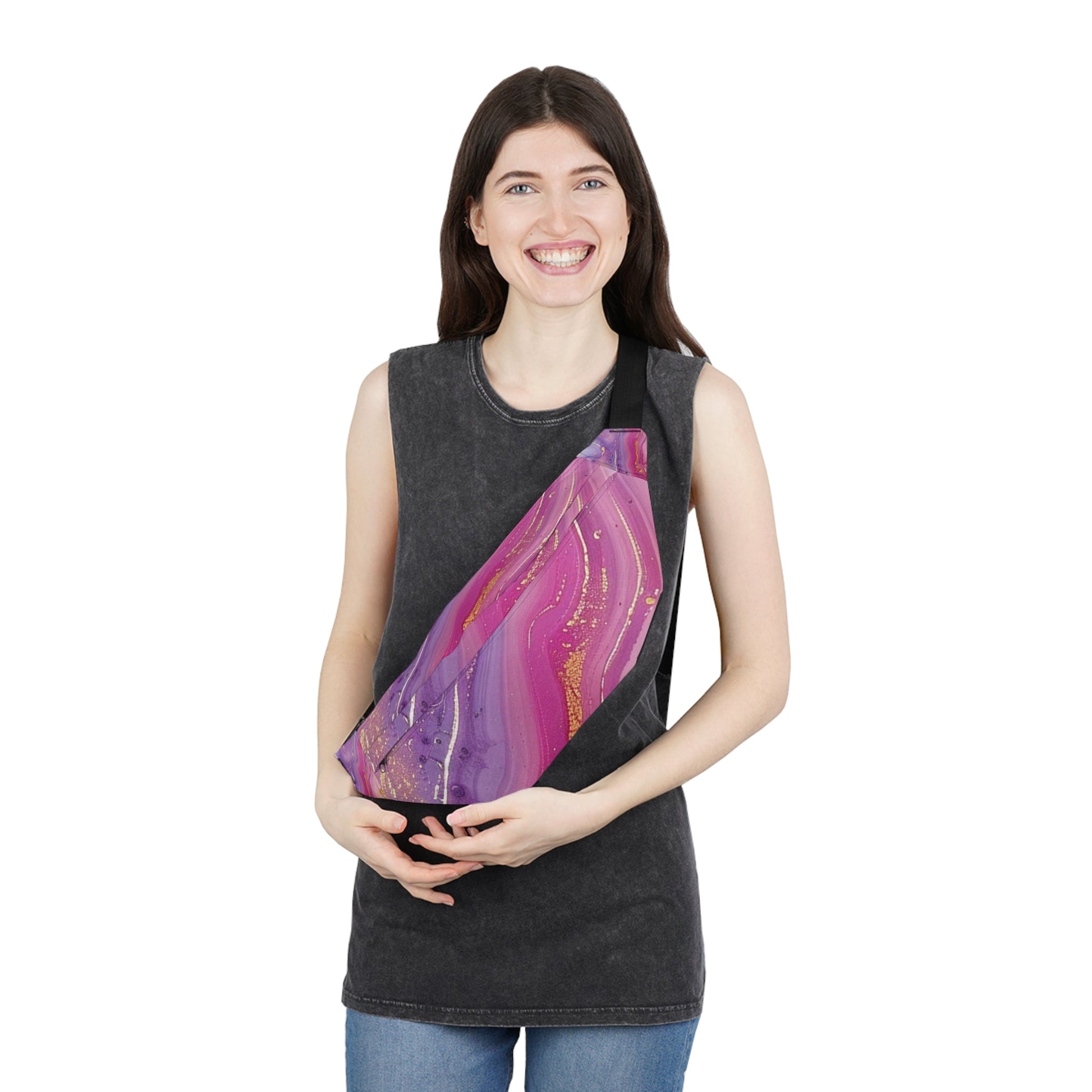 Pink and Purple Marble Fanny Pack, Artsulli - Art is Long, Life is Short, Bags, , , , , , , 