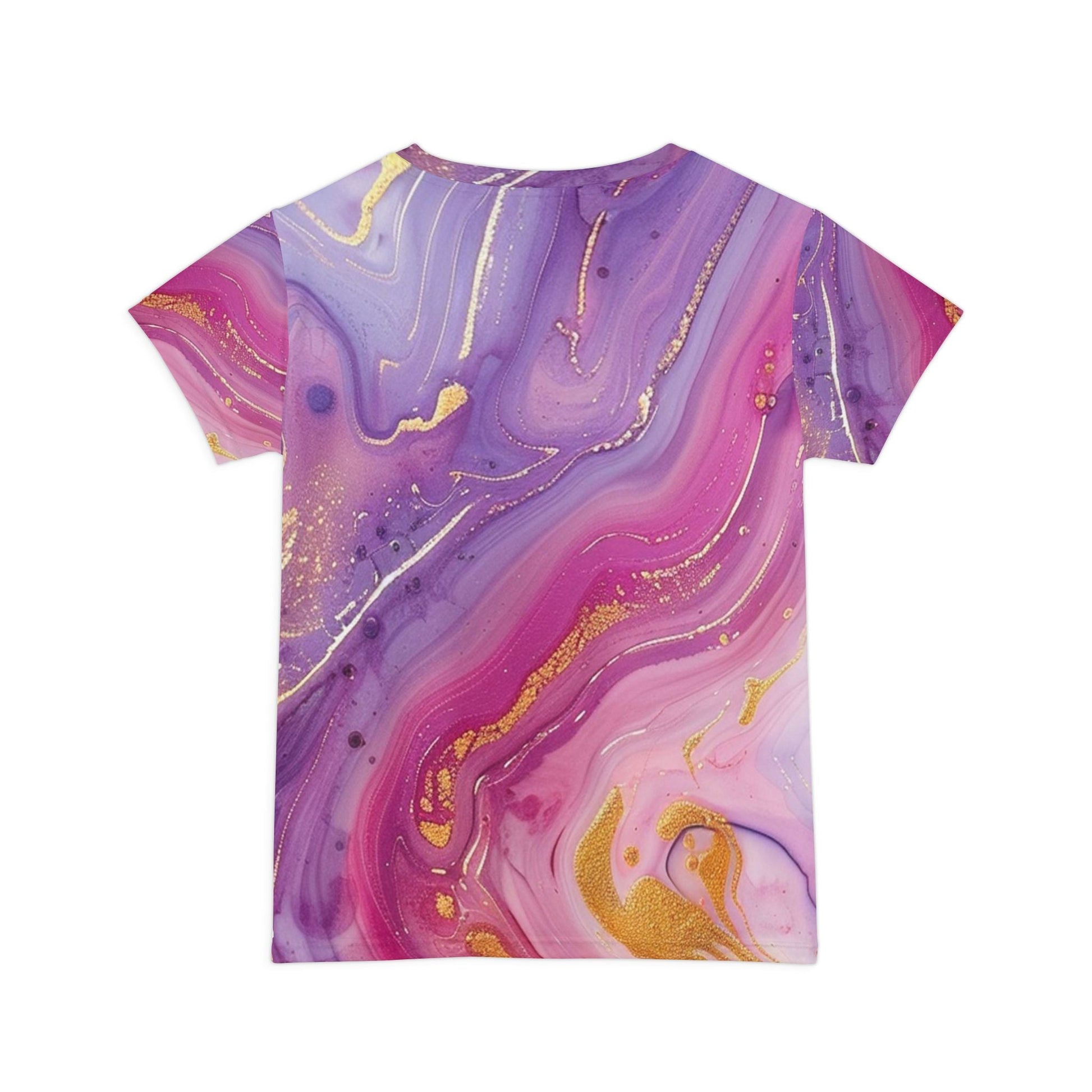Pink and Purple Marble Gold Accent Tee, Artsulli - Art is Long, Life is Short, All Over Prints, , , , , , , 