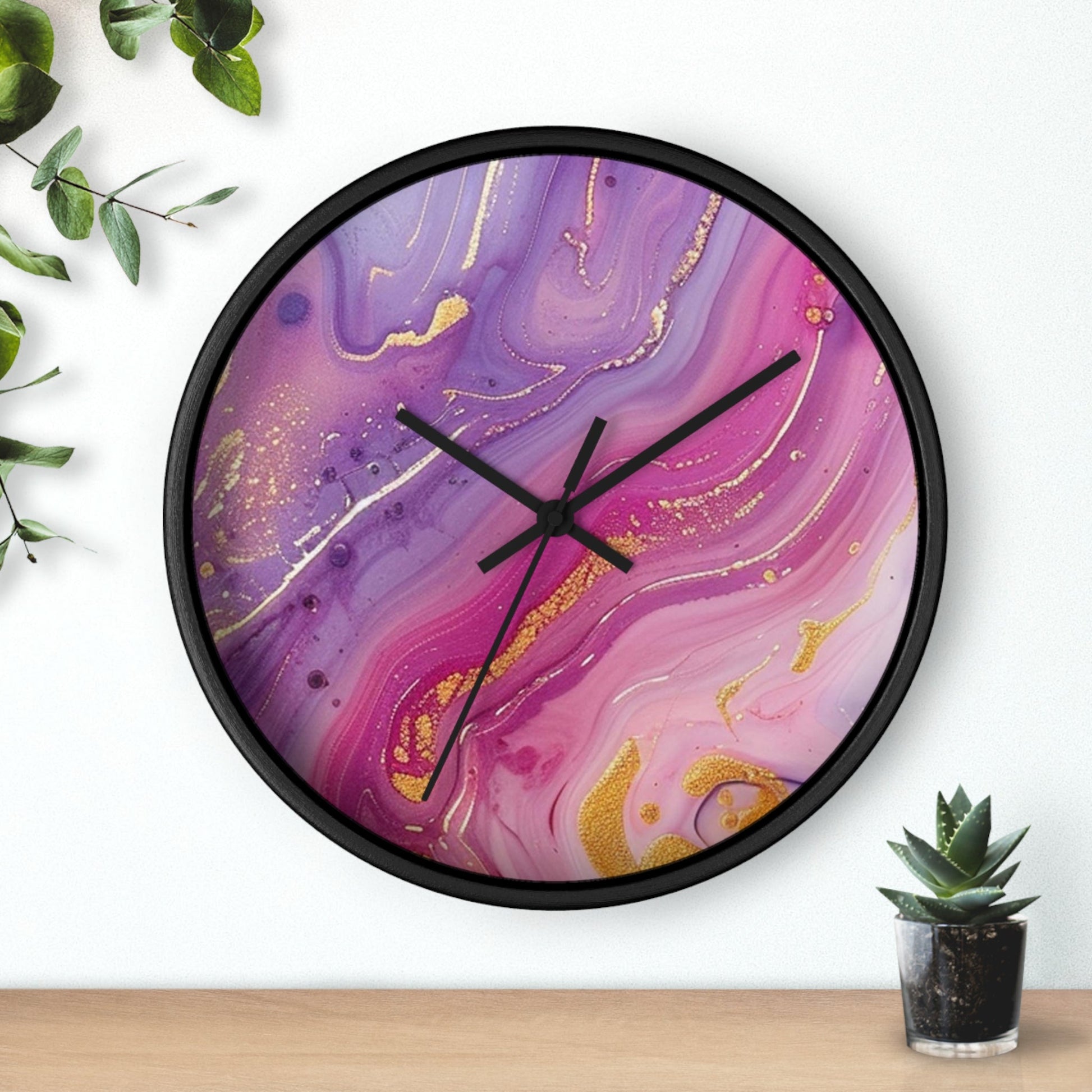 Pink and Purple Marble Gold Wall Clock, Artsulli - Art is Long, Life is Short, Home Decor, , , , , , , 