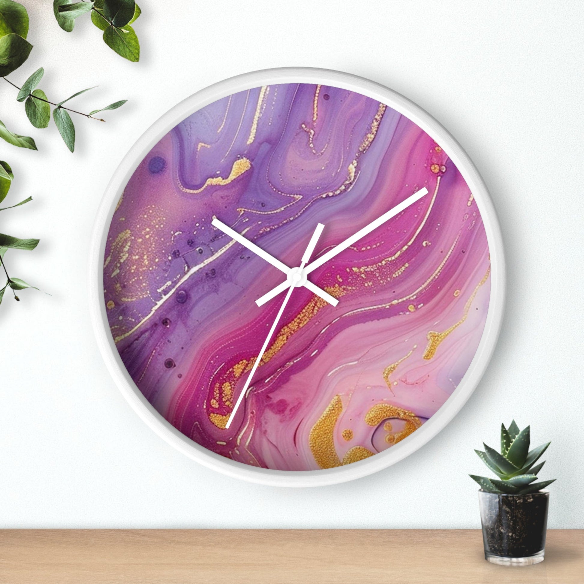 Pink and Purple Marble Gold Wall Clock, Artsulli - Art is Long, Life is Short, Home Decor, , , , , , , 
