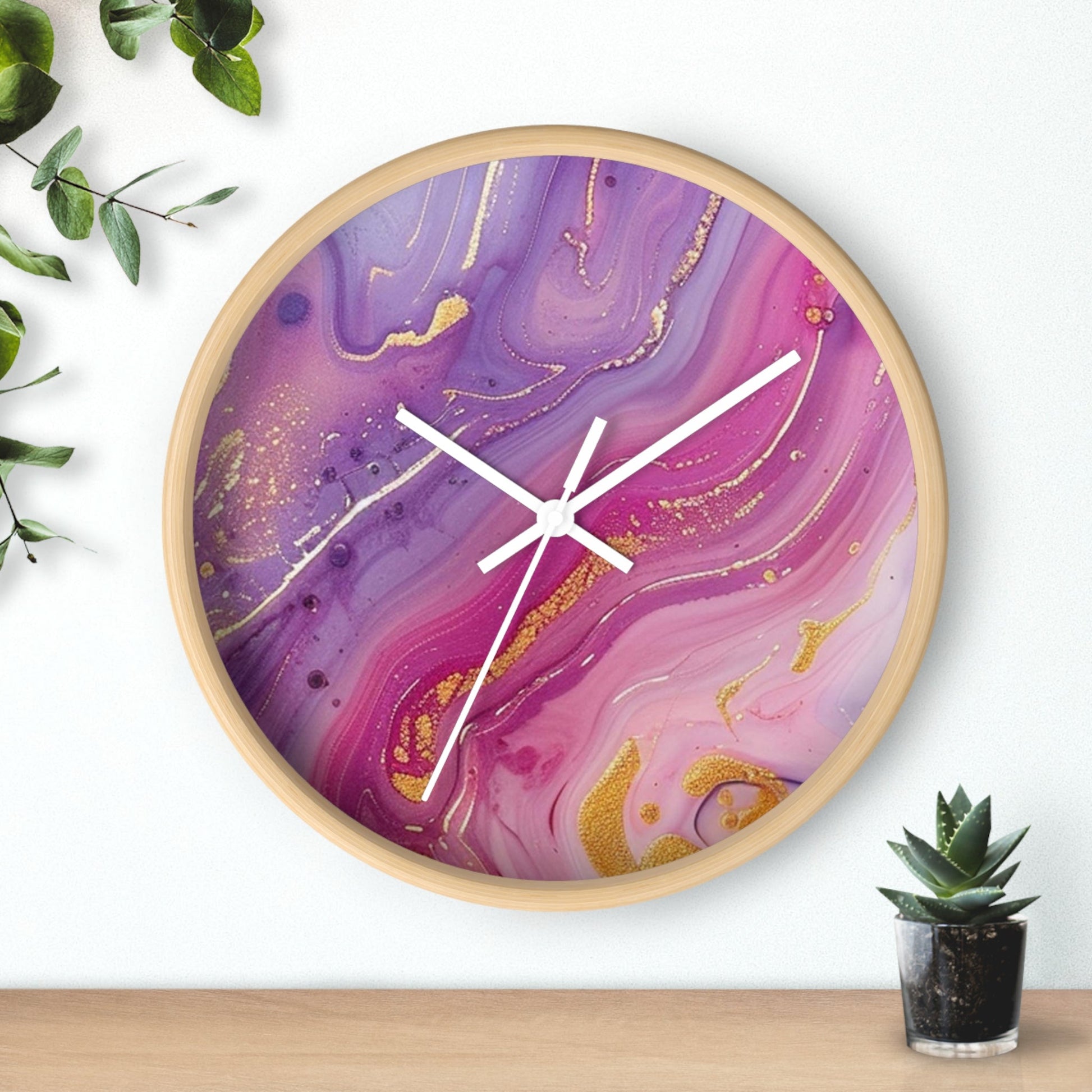 Pink and Purple Marble Gold Wall Clock, Artsulli - Art is Long, Life is Short, Home Decor, , , , , , , 