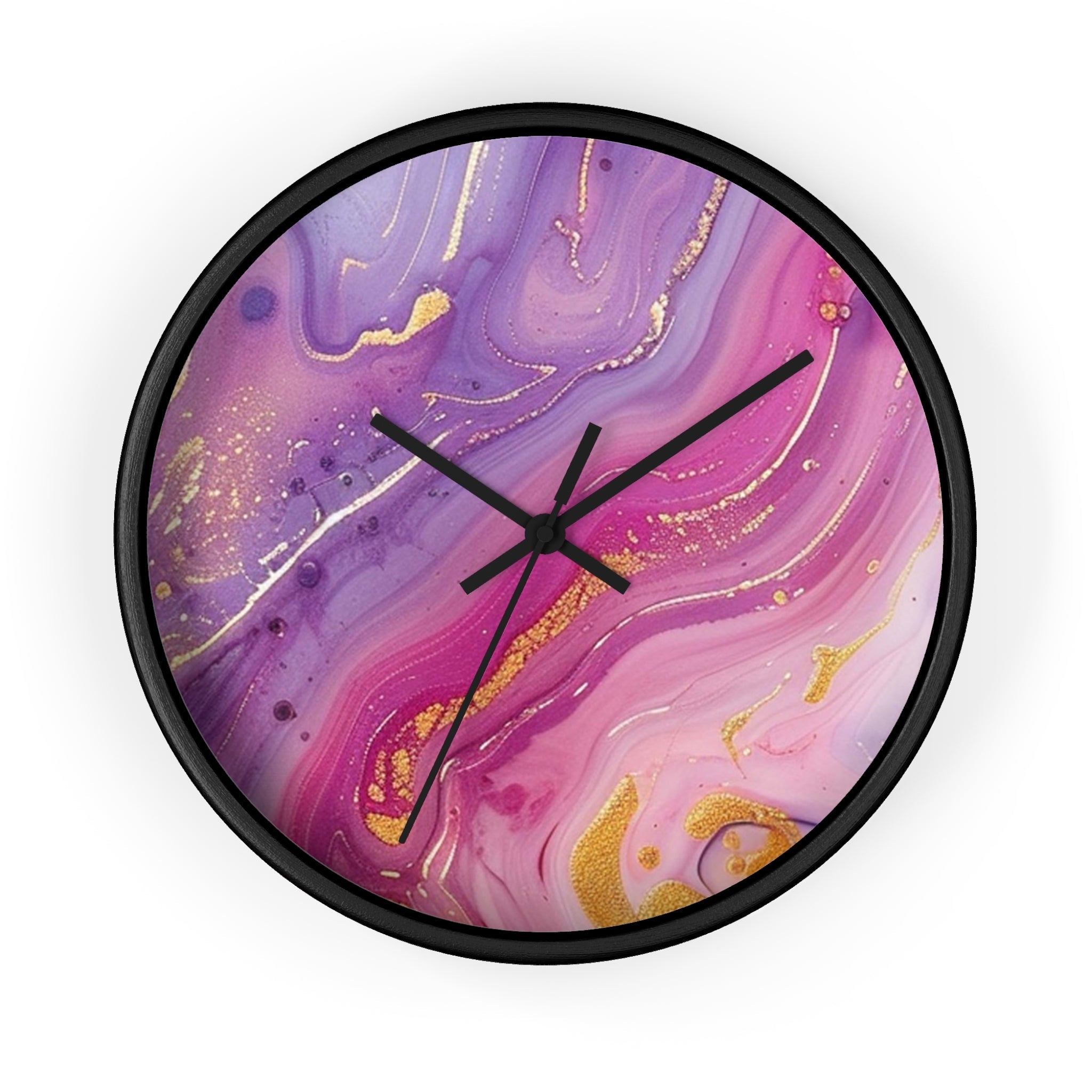 Printify Pink and Purple Marble Gold Wall Clock 2025
