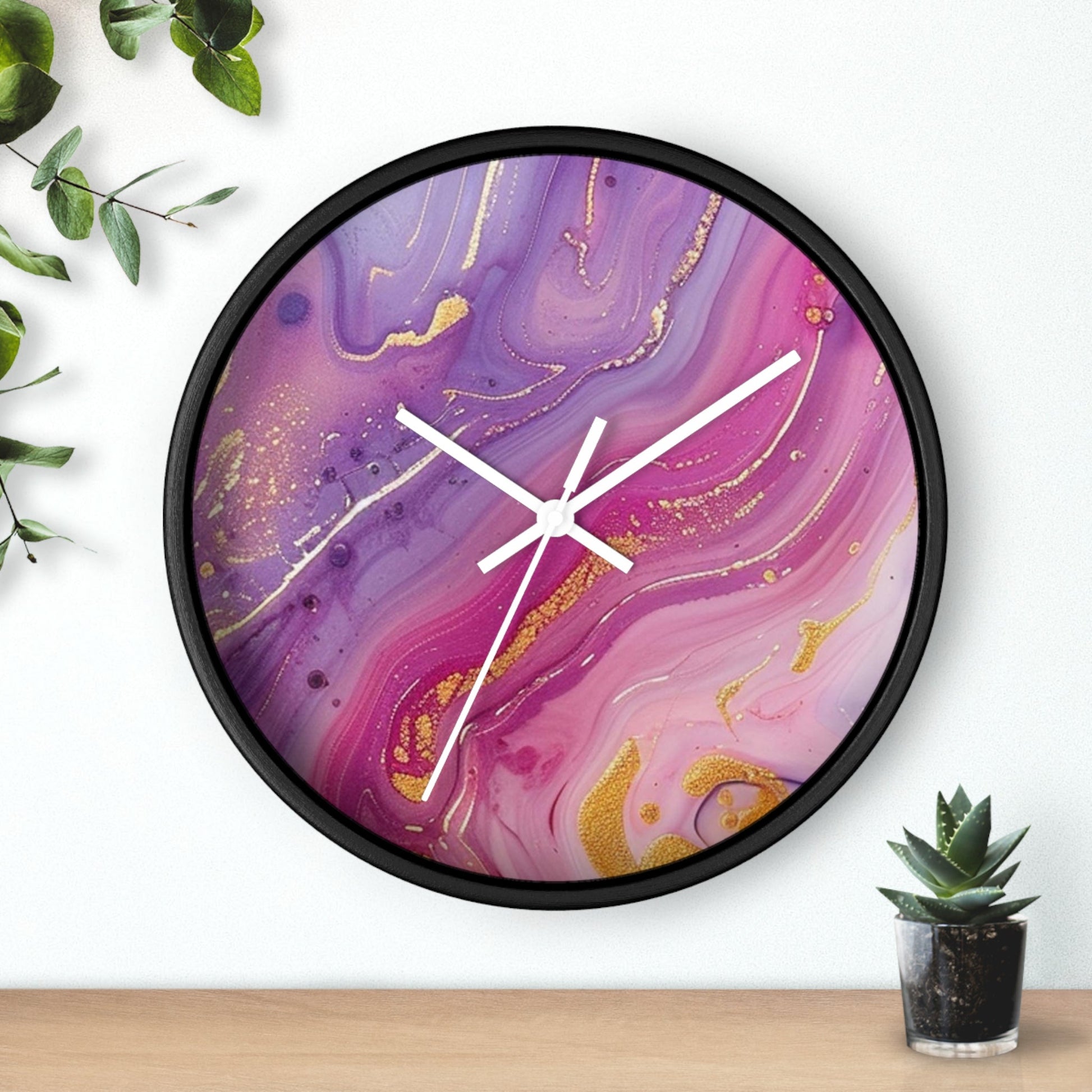 Pink and Purple Marble Gold Wall Clock, Artsulli - Art is Long, Life is Short, Home Decor, , , , , , , 