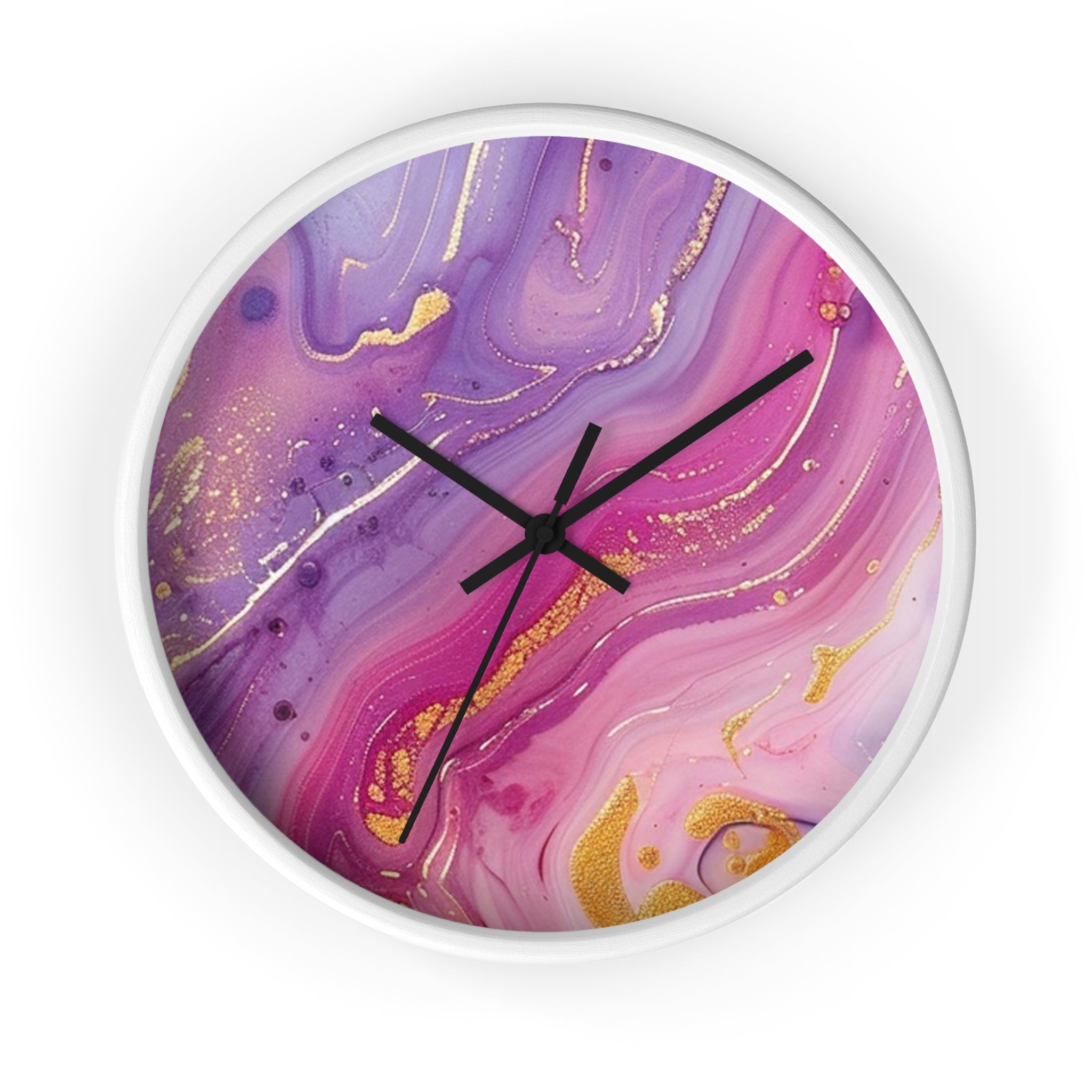 Printify Pink and Purple Marble Gold Wall Clock 2025