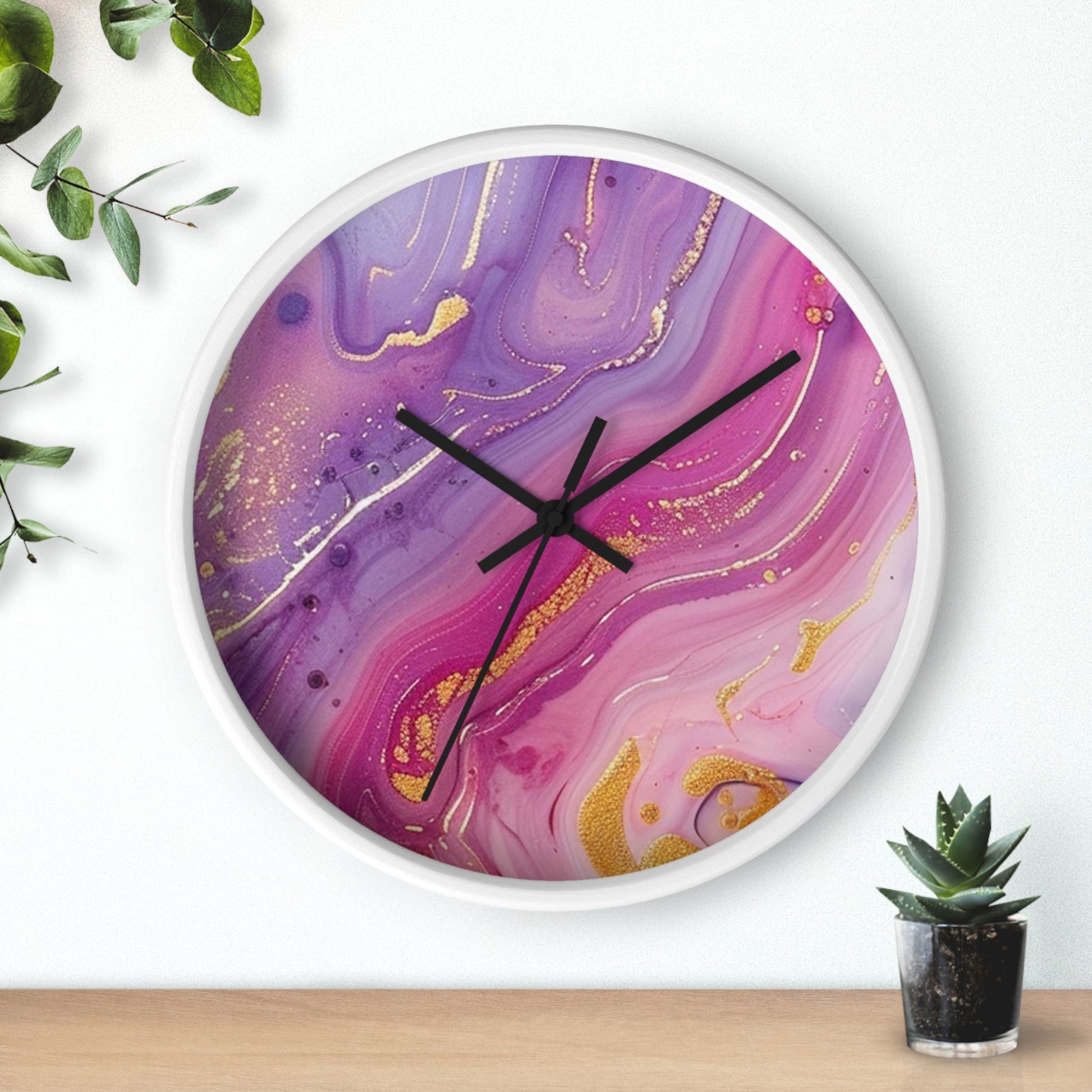 Pink and Purple Marble Gold Wall Clock, Artsulli - Art is Long, Life is Short, Home Decor, , , , , , , 