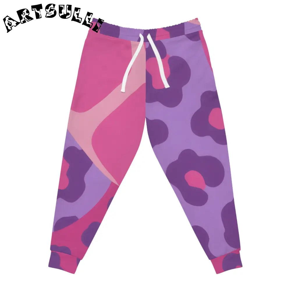 Pink and Purple Patterned Joggers, Artsulli - Art is Long, Life is Short, All Over Prints, Size, S, Color, Seam thread color automatically matched to design, , , 29521257846517390691