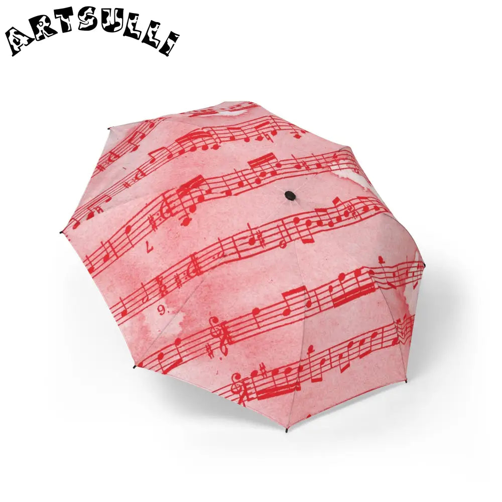 Pink and Red Musical Note Umbrella, Artsulli - Art is Long, Life is Short, Accessories, Size, One size, , , , , 10529438458413909960