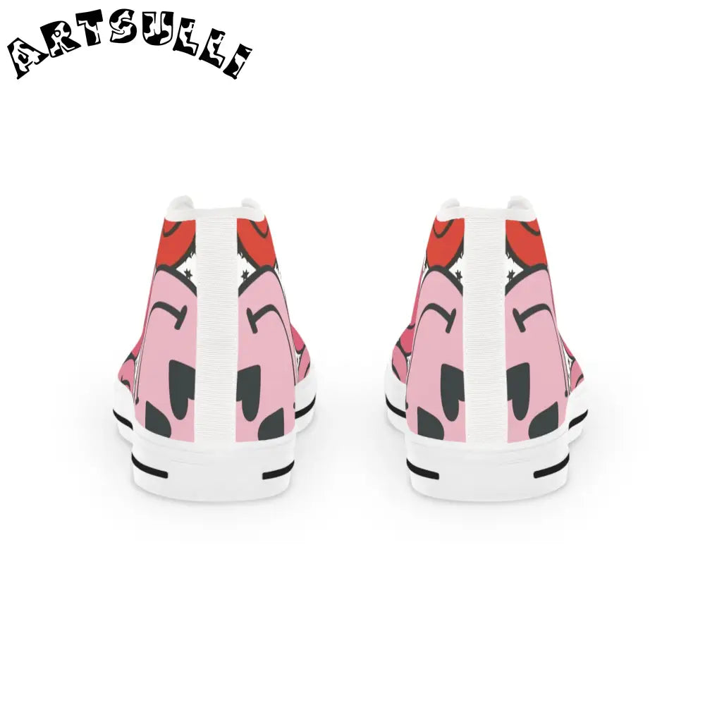 Pink and Red Smiley High Tops with Hi-Poly Deodorant Memory, Artsulli - Art is Long, Life is Short, Shoes, , , , , , , 