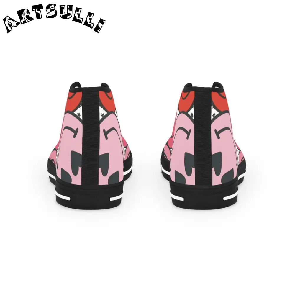 Pink and Red Smiley High Tops with Hi-Poly Deodorant Memory, Artsulli - Art is Long, Life is Short, Shoes, , , , , , , 