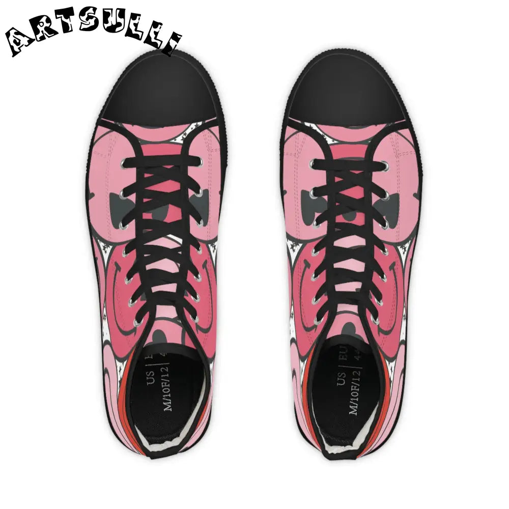 Pink and Red Smiley High Tops with Hi-Poly Deodorant Memory, Artsulli - Art is Long, Life is Short, Shoes, , , , , , , 