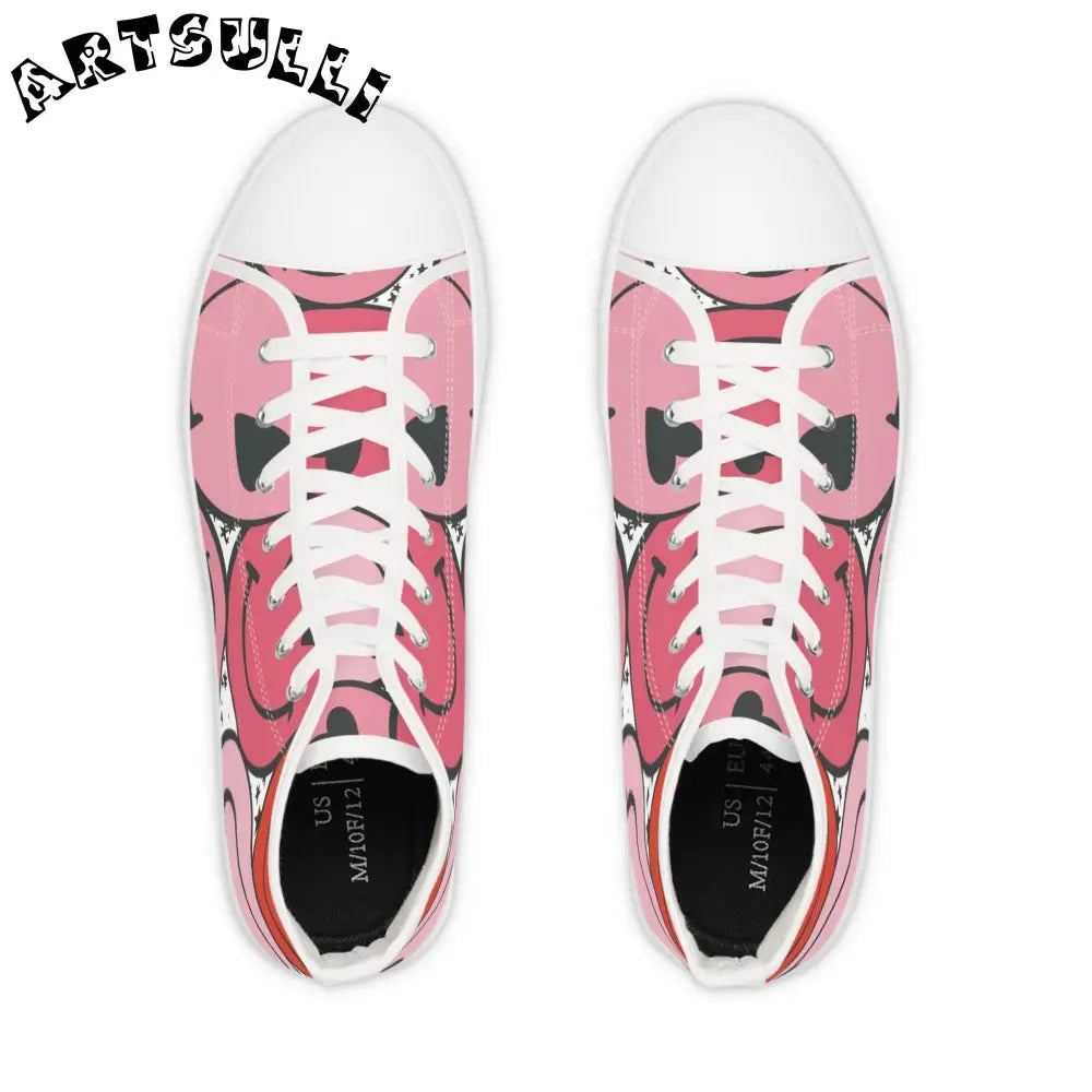 Pink and Red Smiley High Tops with Hi-Poly Deodorant Memory, Artsulli - Art is Long, Life is Short, Shoes, , , , , , , 