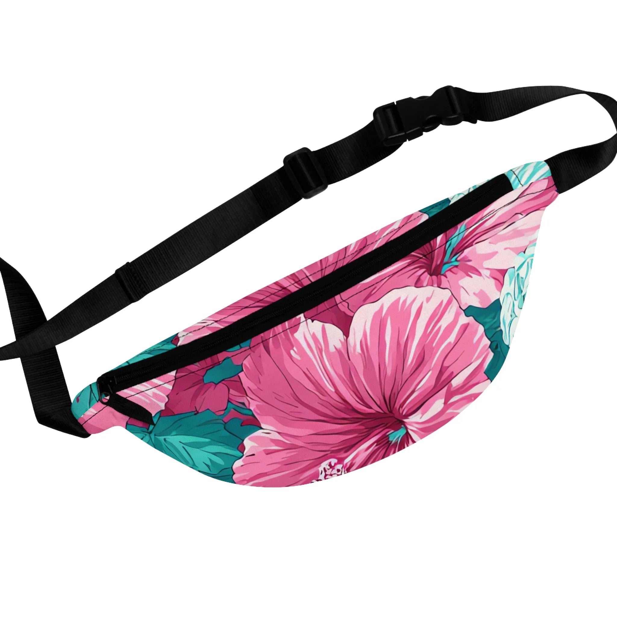 Pink and Teal Floral Fanny Pack, Artsulli - Art is Long, Life is Short, Bags, Size, One size, , , , , 17051758524003140124