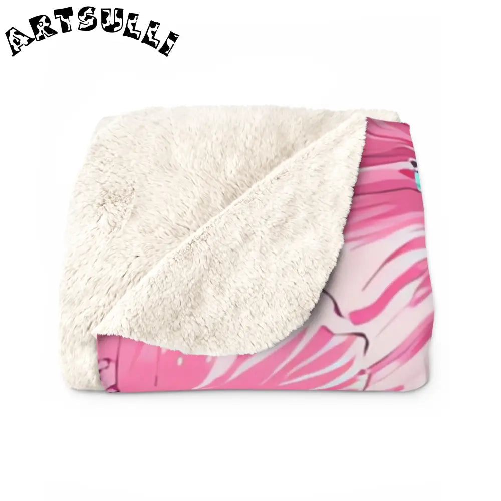 Pink and Teal Hibiscus Cozy Fleece Blanket, Artsulli - Art is Long, Life is Short, Home Decor, , , , , , , 