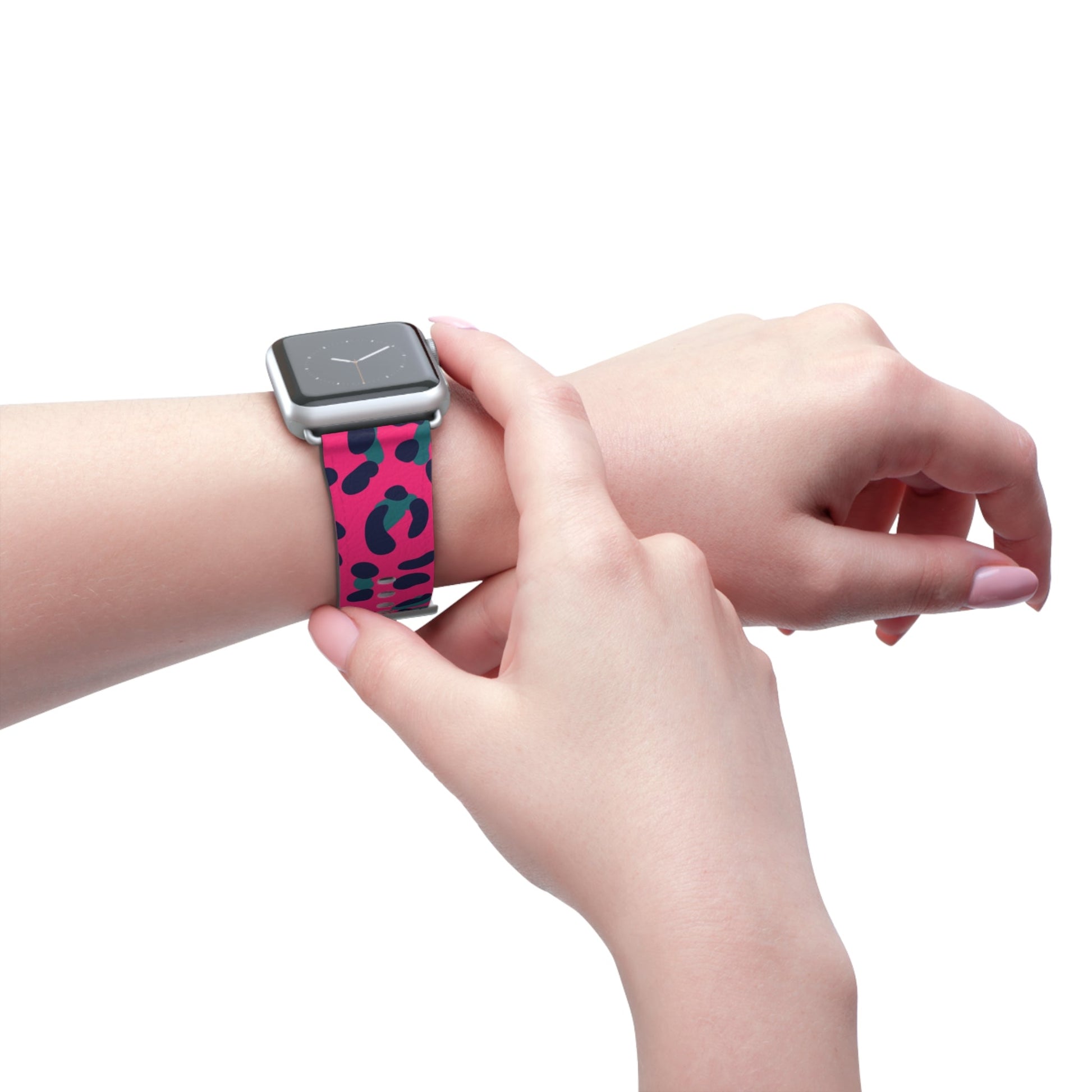 Pink and Teal Leopard Print Apple Watch Band, Artsulli - Art is Long, Life is Short, Accessories, , , , , , , 