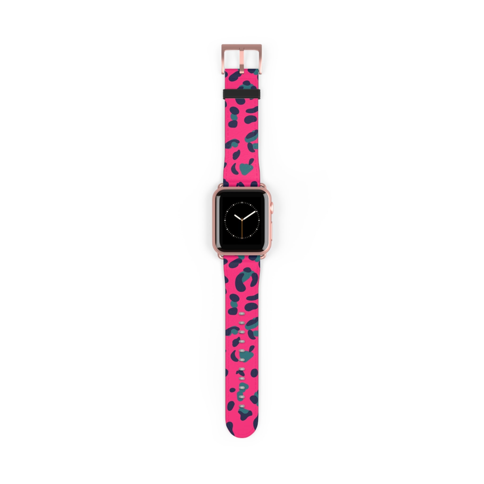 Pink and Teal Leopard Print Apple Watch Band, Artsulli - Art is Long, Life is Short, Accessories, Size, 38 - 41 mm, Color, Rose Gold Matte, , , 31169025924628044396