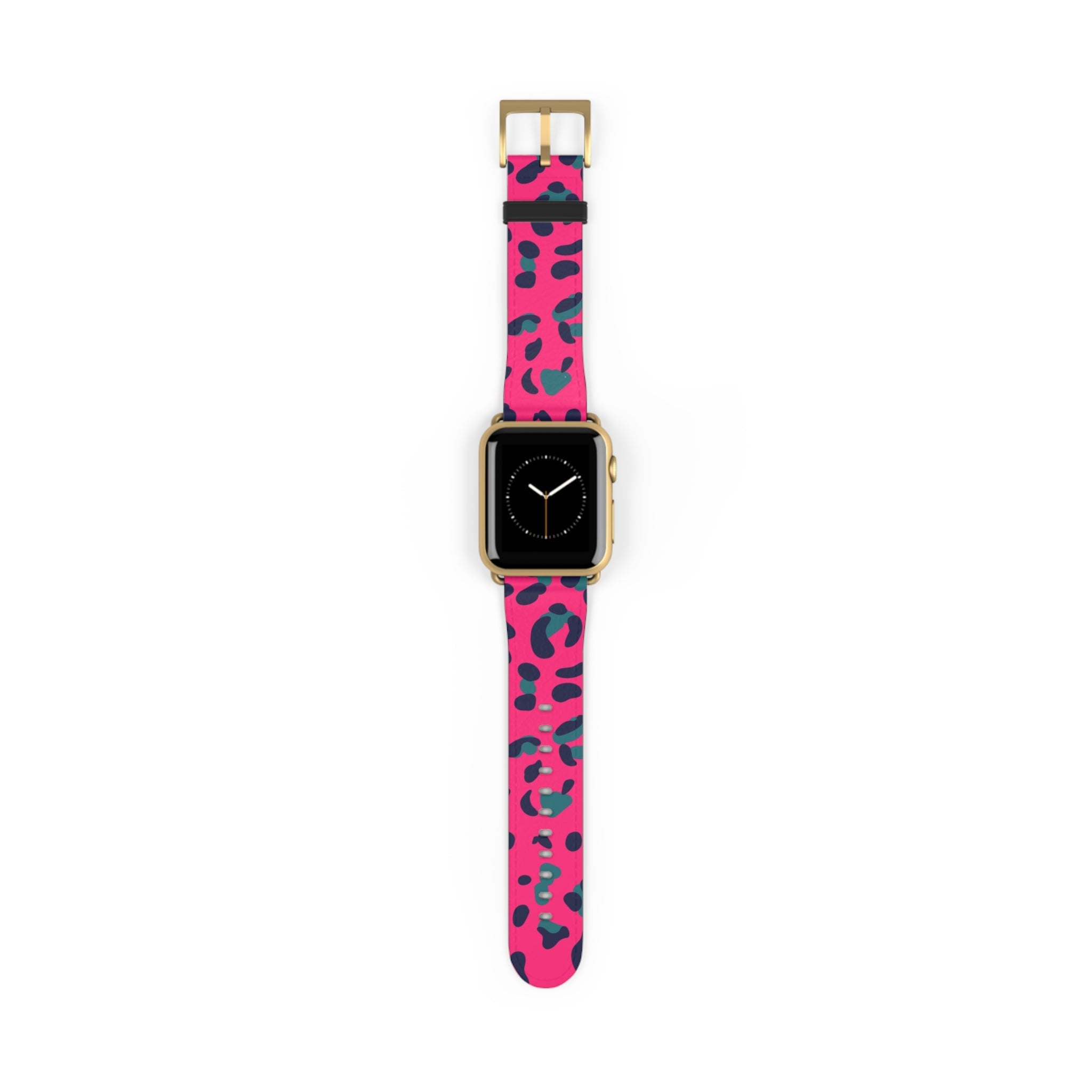 Pink and Teal Leopard Print Apple Watch Band, Artsulli - Art is Long, Life is Short, Accessories, Size, 38 - 41 mm, Color, Gold Matte, , , 15656044140678796308
