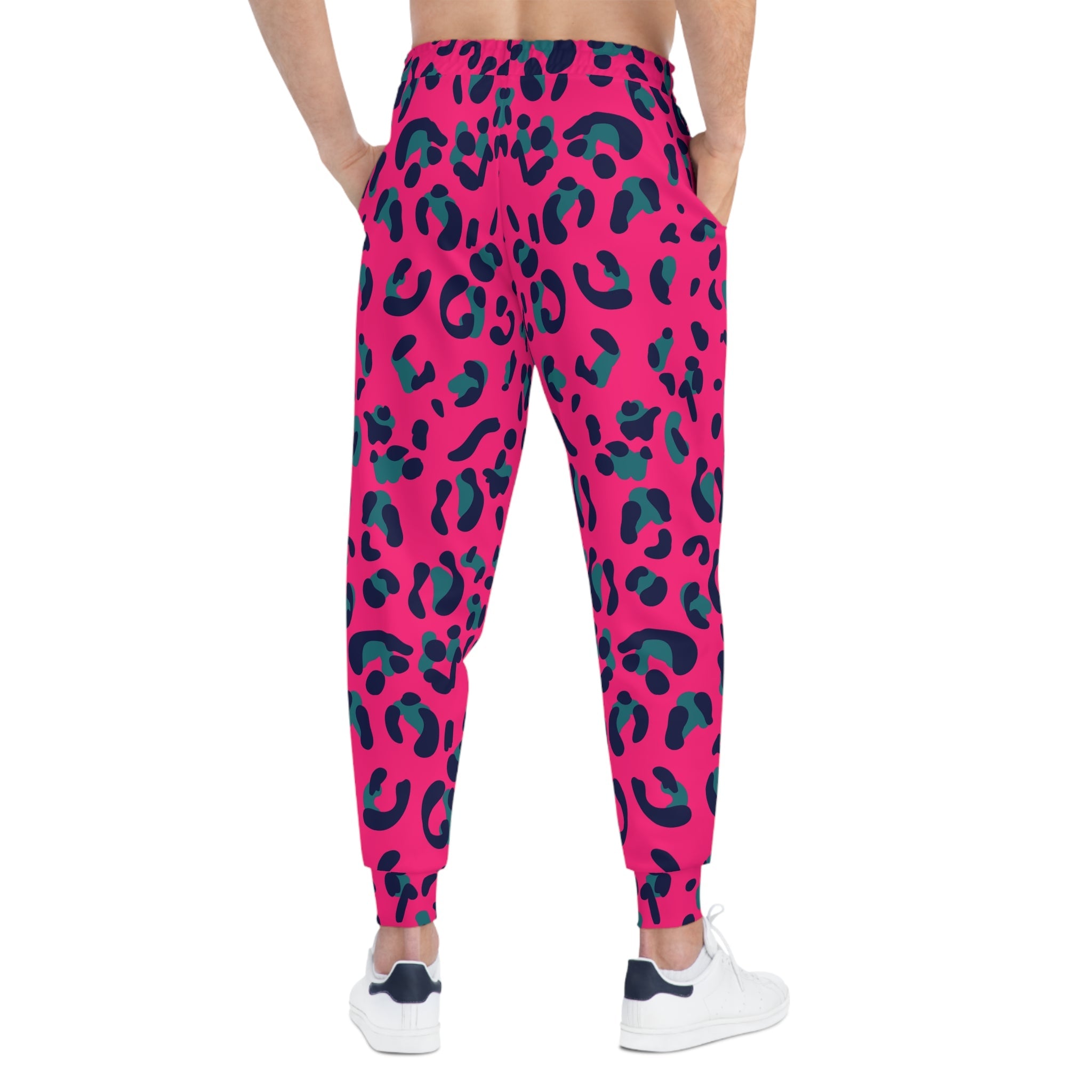 Pink and Teal Leopard Print Joggers, Artsulli - Art is Long, Life is Short, All Over Prints, , , , , , , 