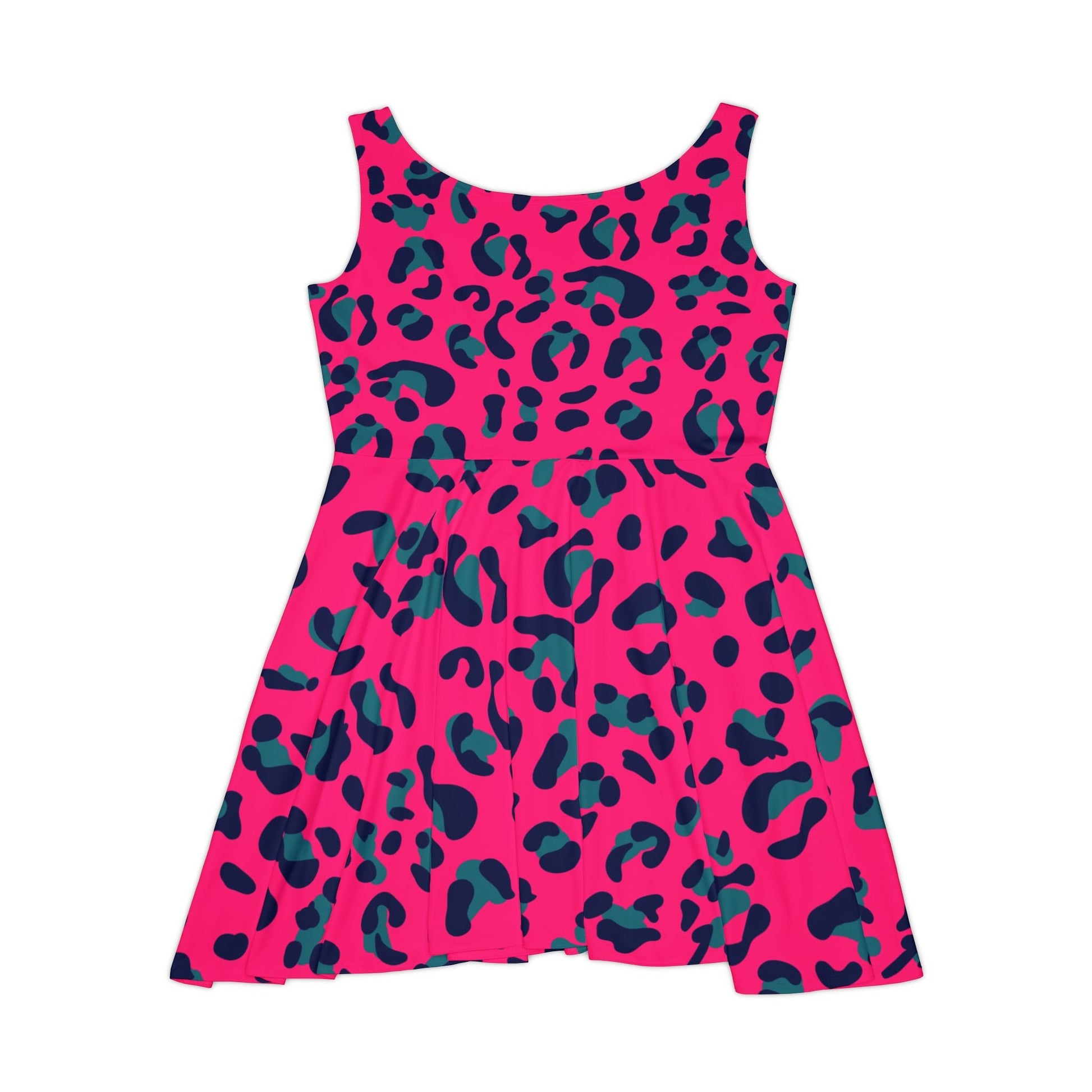 Pink and Teal Leopard Skater Dress, Artsulli - Art is Long, Life is Short, All Over Prints, , , , , , , 