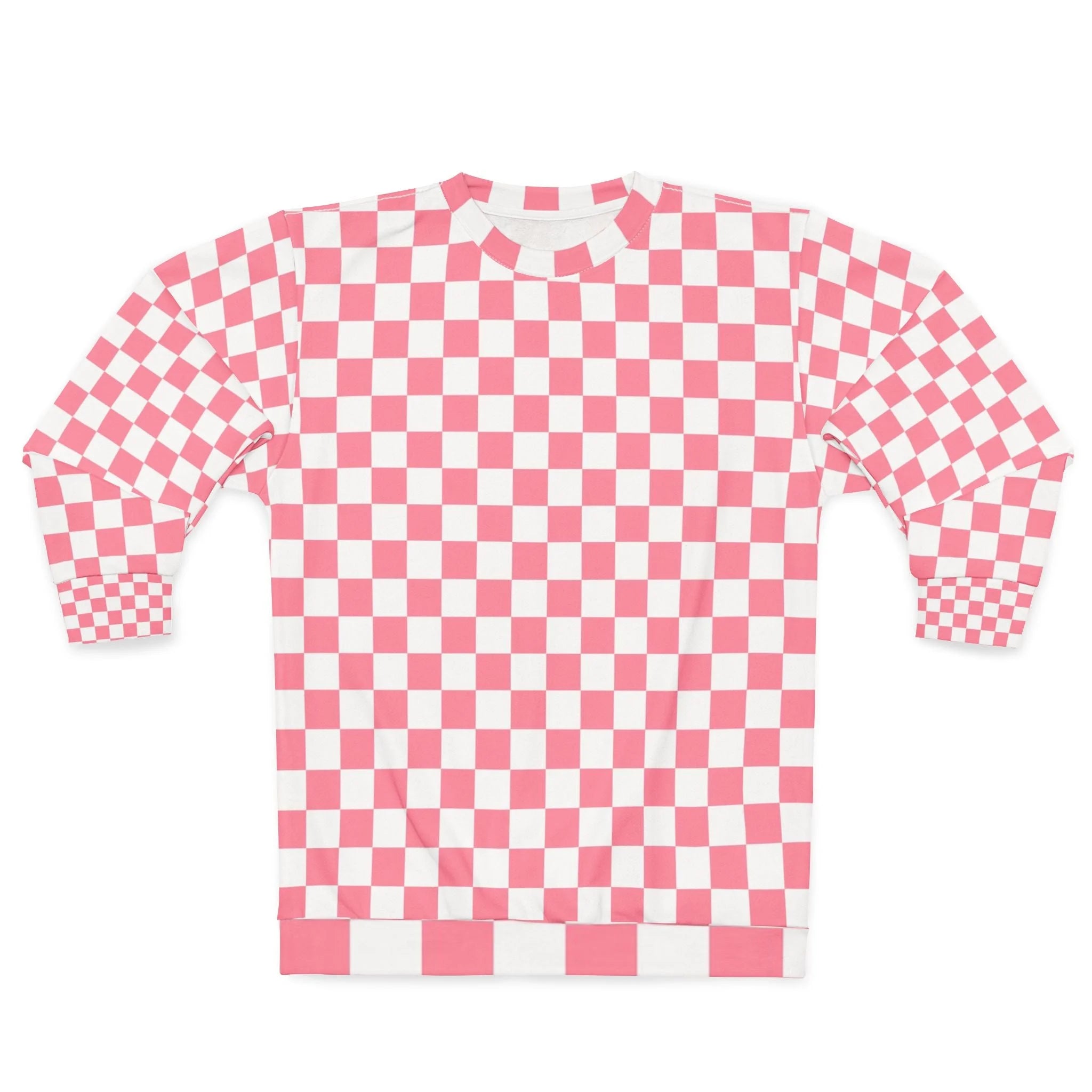 JAKKOUTTHEBXX Pink and White Checkerboard Crewneck Sweatshirt 2025