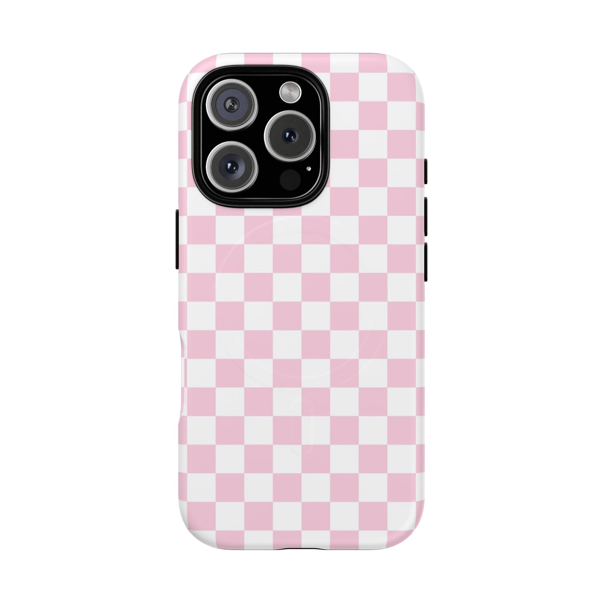 Pink and White Checkerboard MagSafe Case, Artsulli - Art is Long, Life is Short, Phone Case, Size, iPhone 16 Pro, Surface, Matte, , , 30666265978167092146