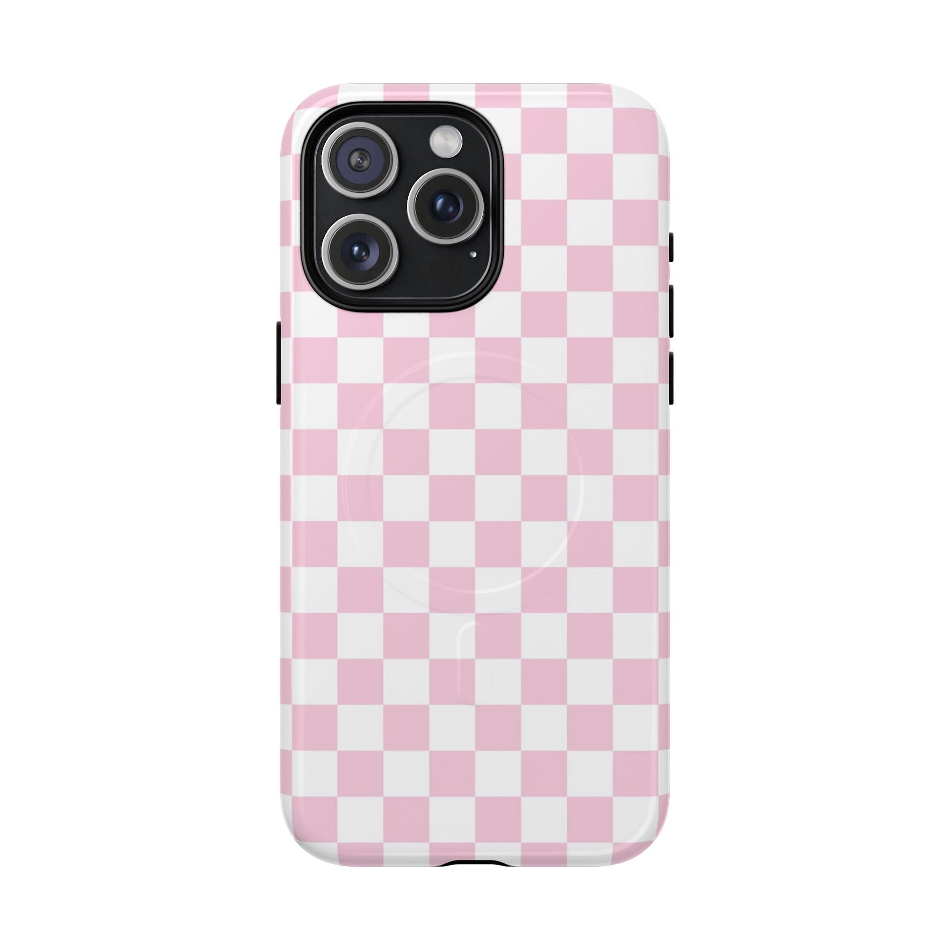 Pink and White Checkerboard MagSafe Case, Artsulli - Art is Long, Life is Short, Phone Case, Size, iPhone 15 Pro Max, Surface, Glossy, , , 12388816724774816476